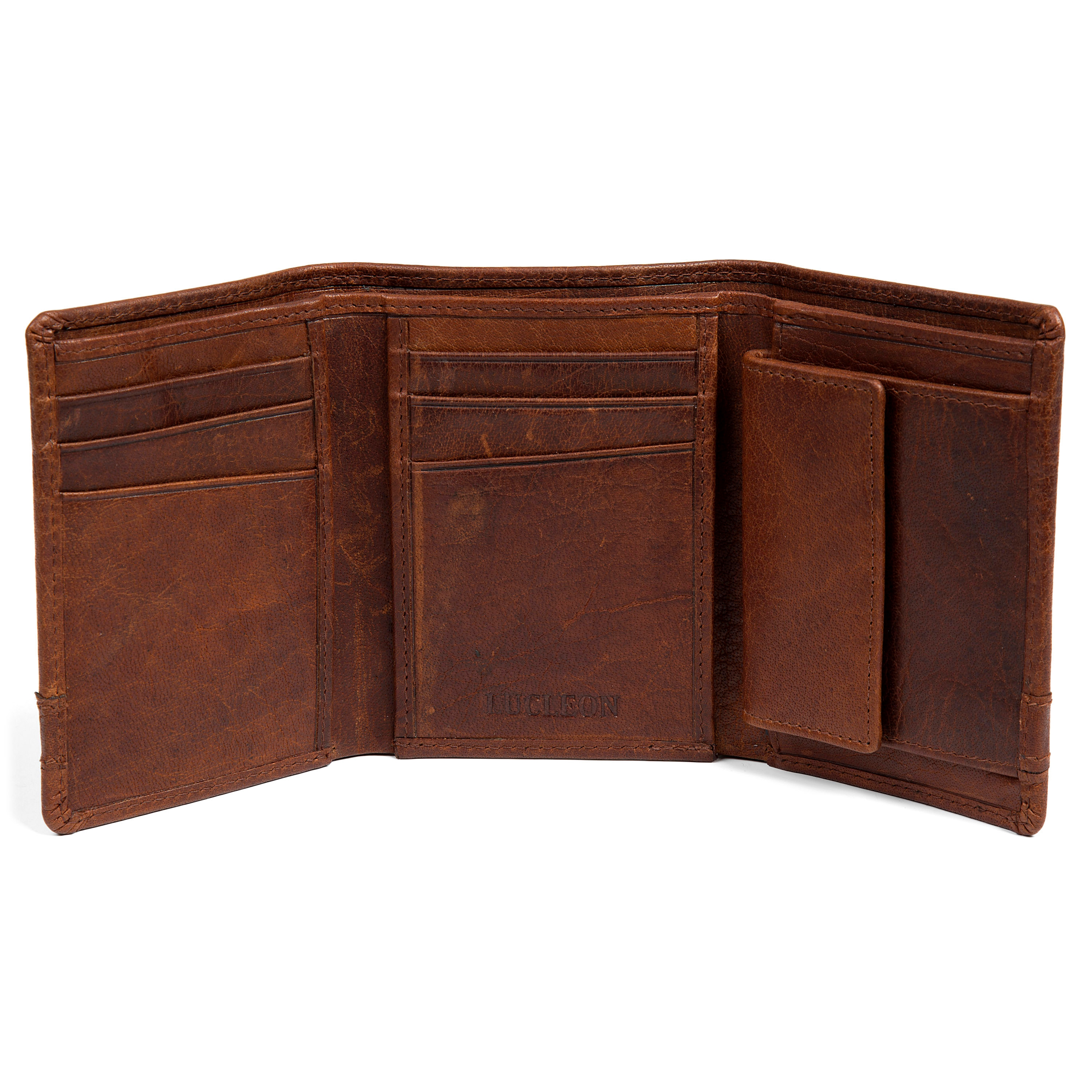 Montreal Dreifach Klappbare Hellbraune RFID Leder Geldbörse - 2