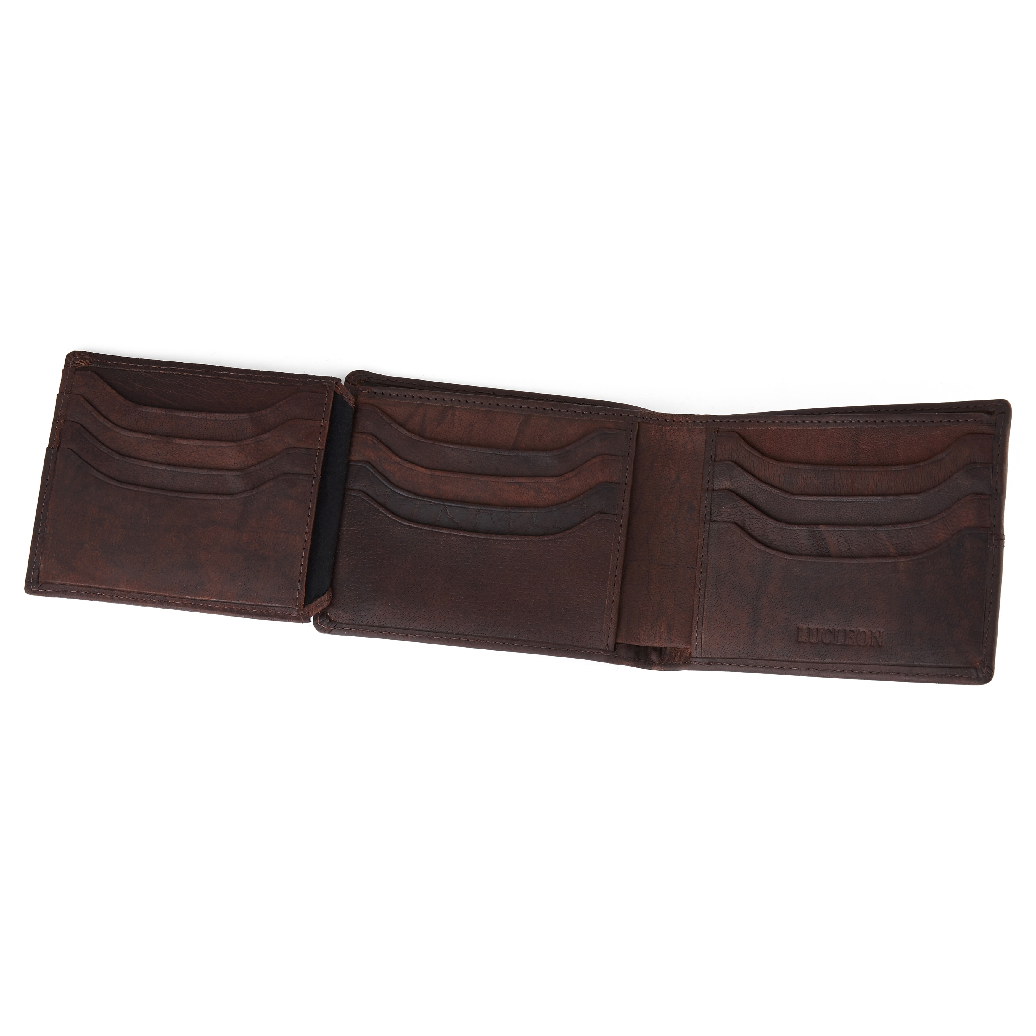 Cartera de cuero marrón con costuras Oxford  - 3