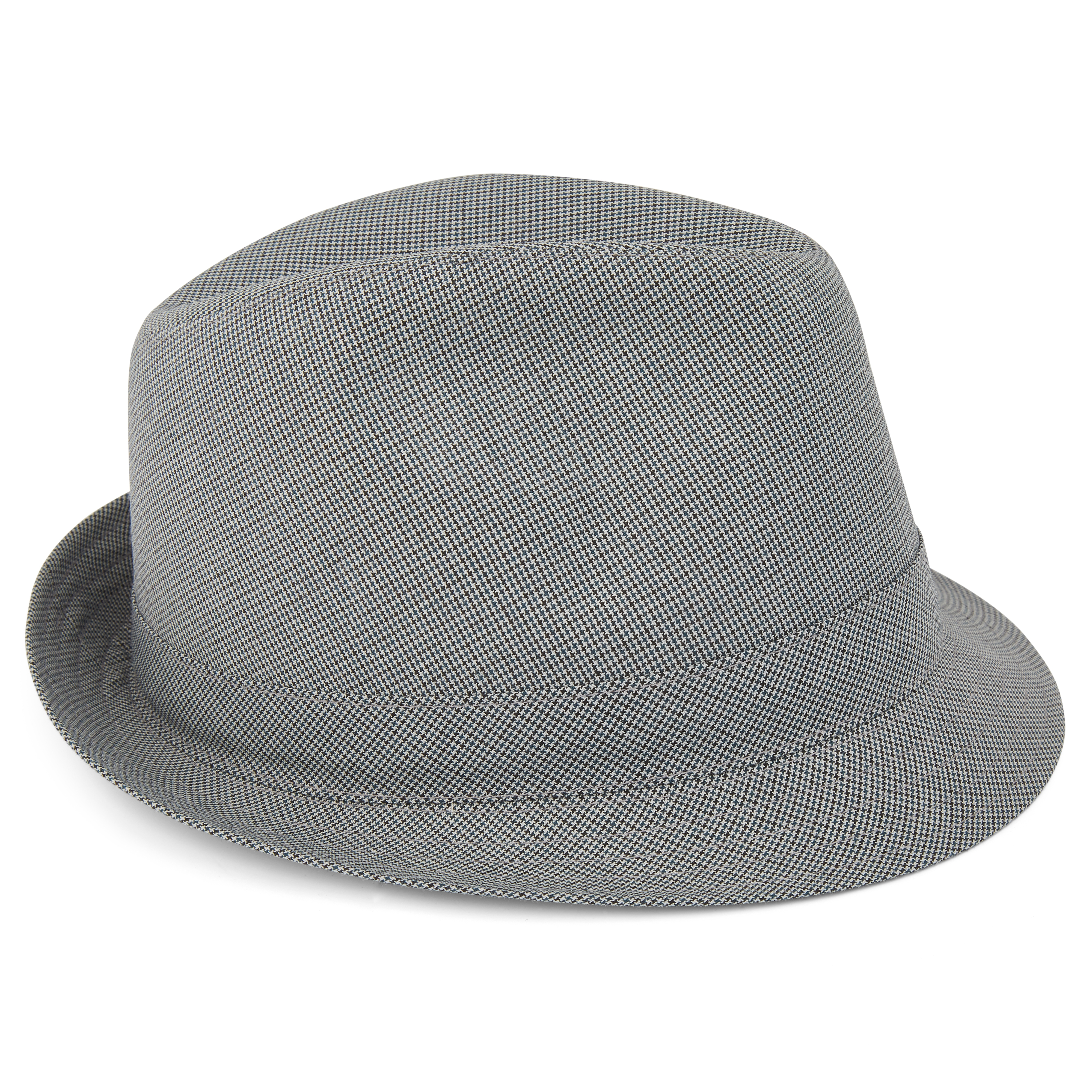 Camouflage Gray Houndstooth Fedora Hat With Band - 3