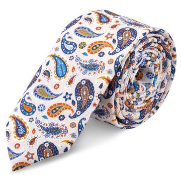 Virtuo | Elefántcsontszínű paisley selyem nyakkendő 6 cm Virtuo | Elefántcsontszínű paisley selyem nyakkendő 6 cm