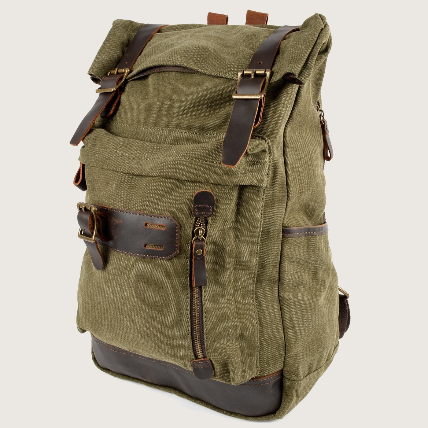 Madewell Canvas Leather Trim Backpack Olive Green Casual Travel School Olive Green Canvas & Taupe Leather Backpack | In stock! | Convey main image 3