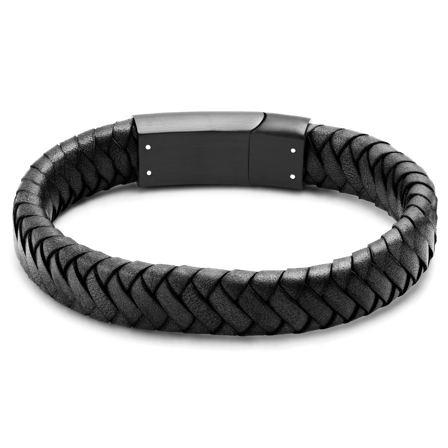 Black Braided Leather Bracelet Black Braided Leather Bracelet