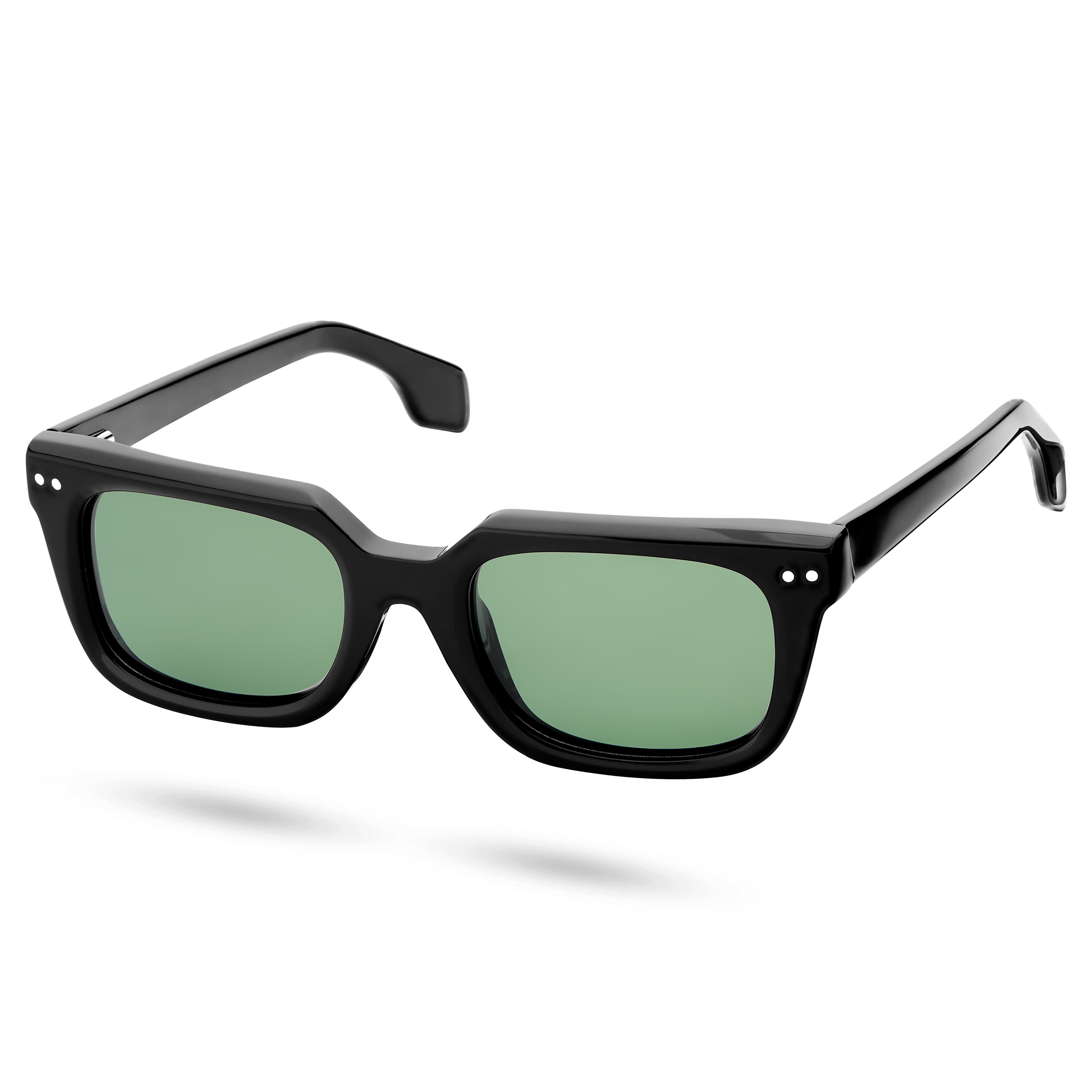 Black & Forest Green Polarised Horn Rimmed Sunglasses