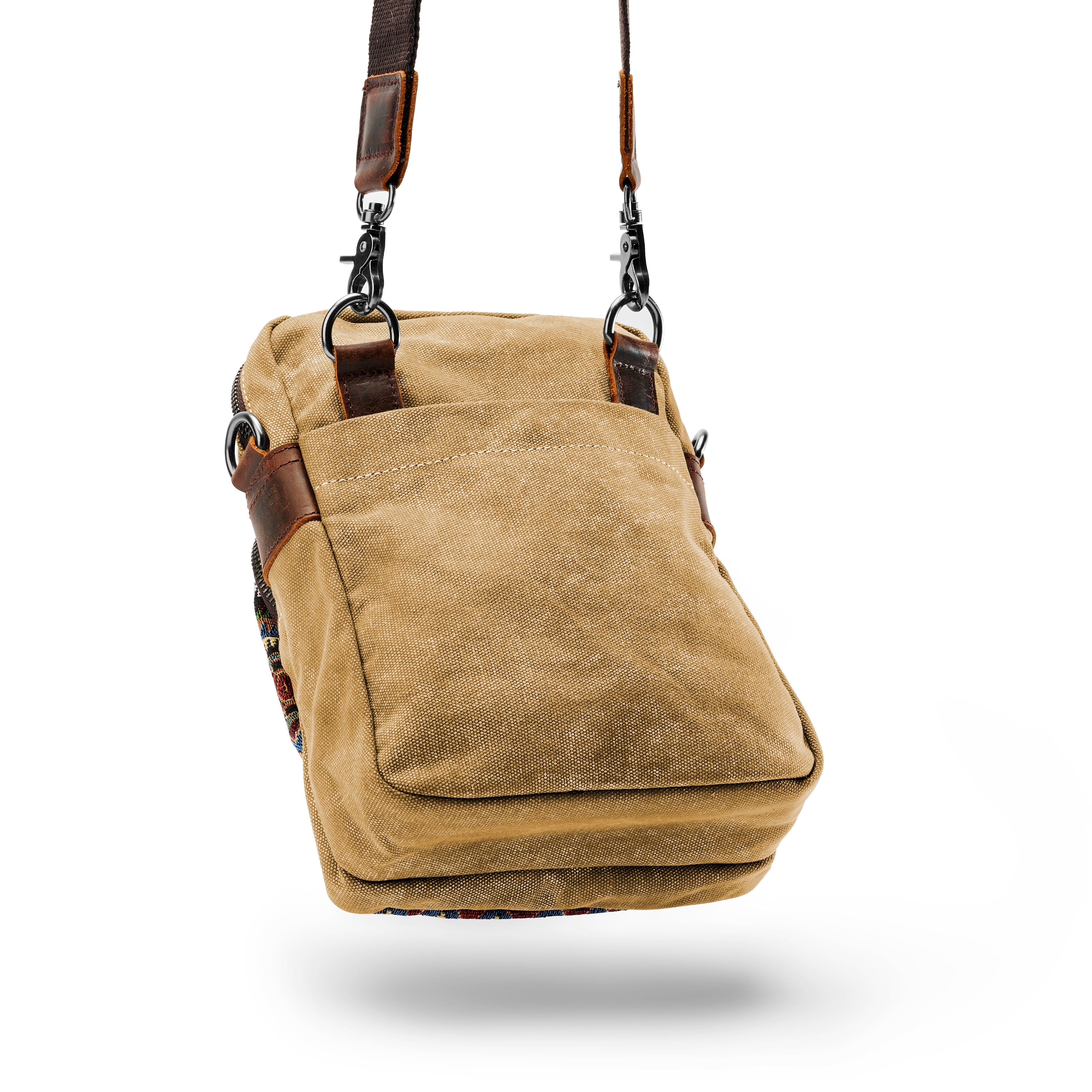 Retro Tan Bohemian Canvas Shoulder Bag - 5