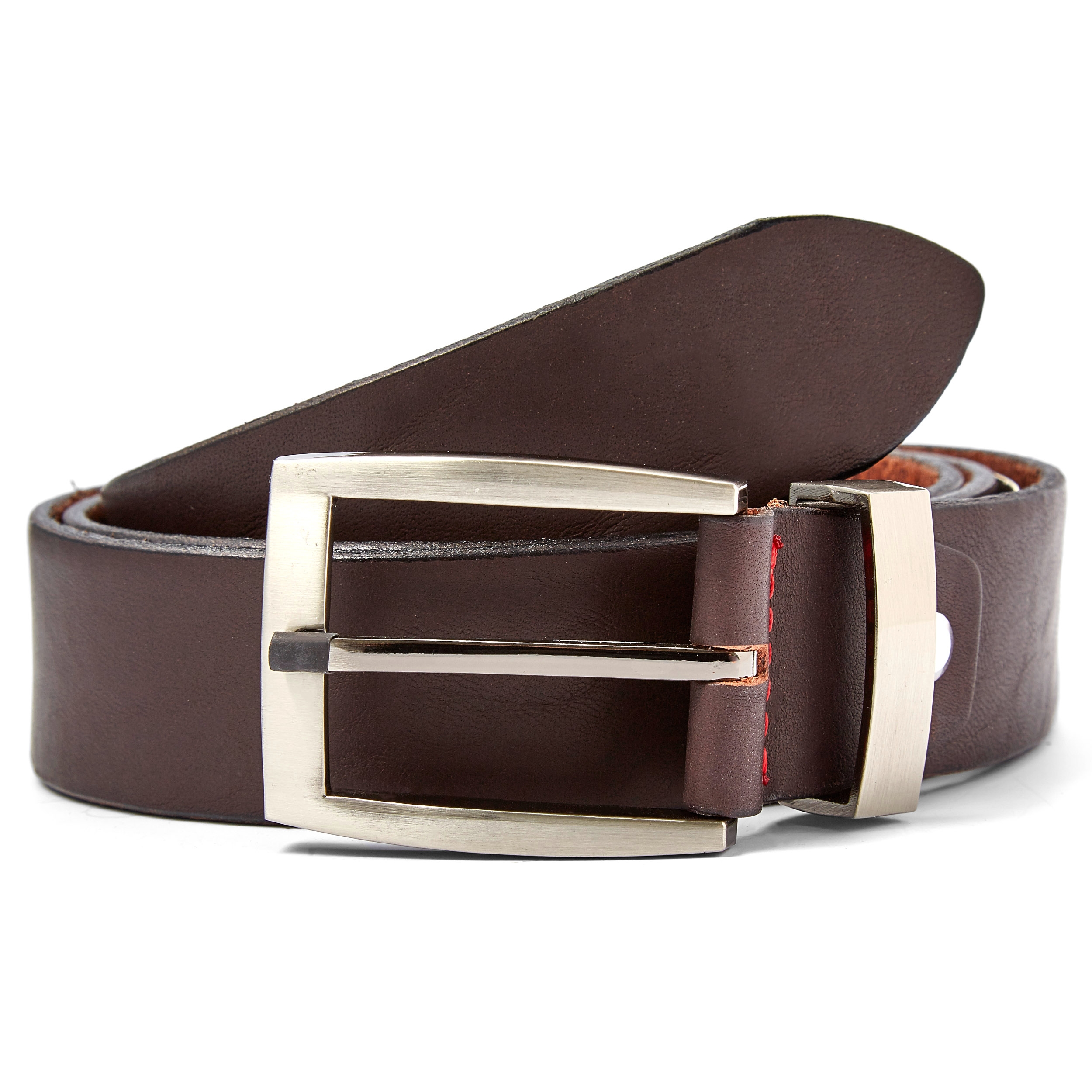 Slim Brown Leather Belt - 1
