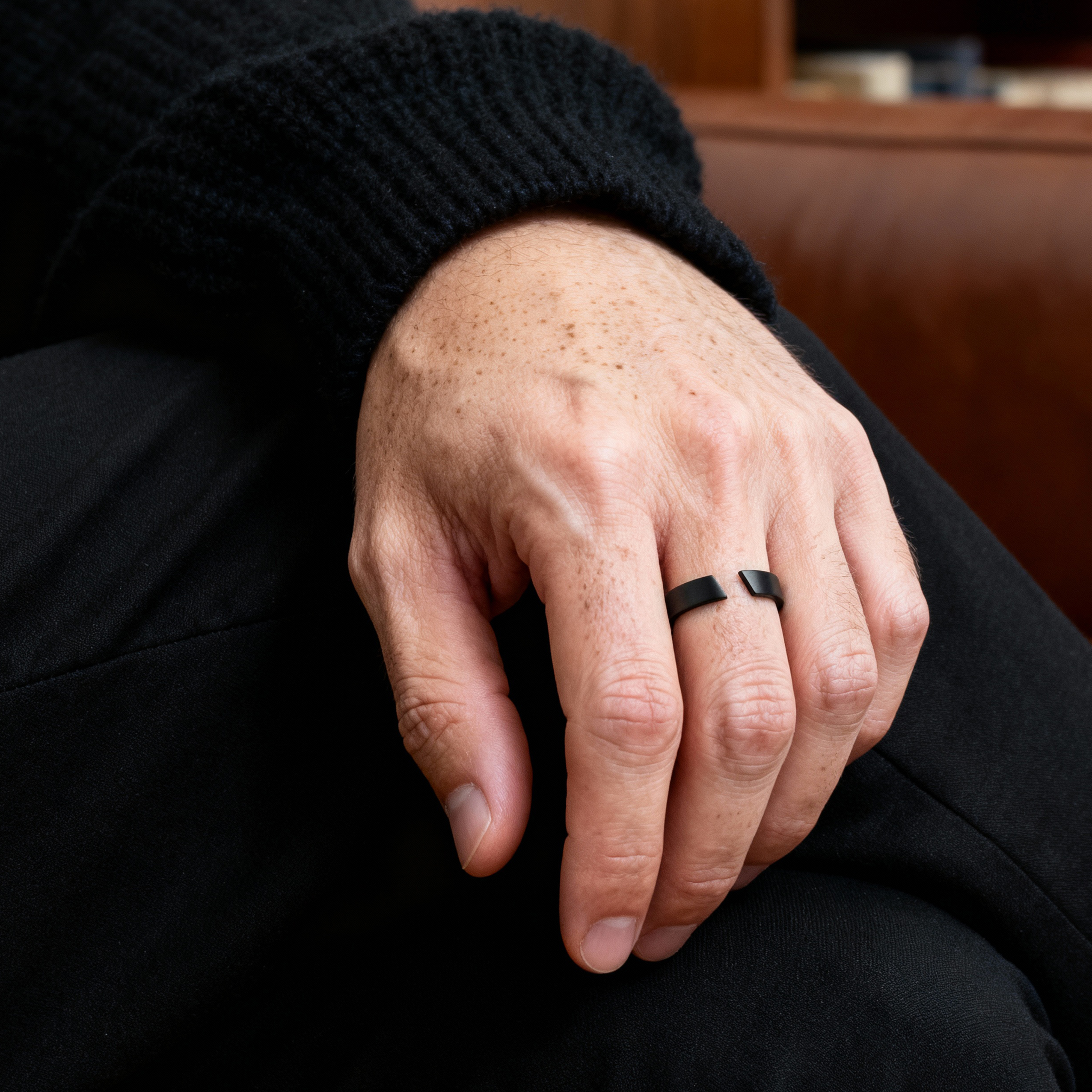 5 mm Polerad Svart Justerbar Ring i Rostfritt Stål - 3