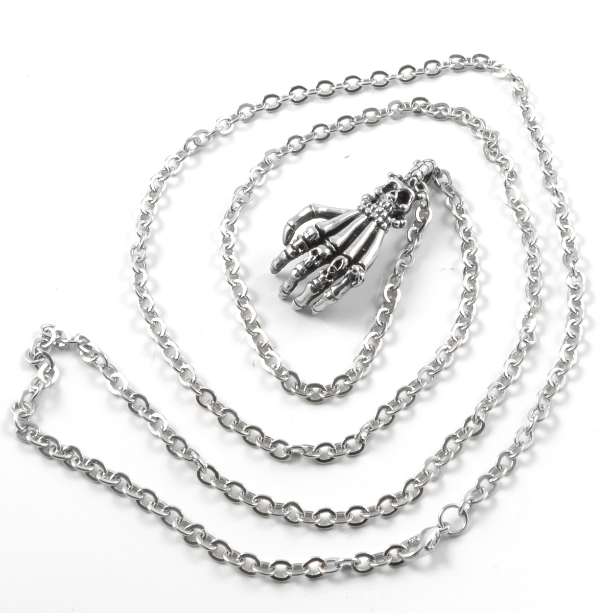 Collana in acciaio inossidabile con mano scheletrica - 2