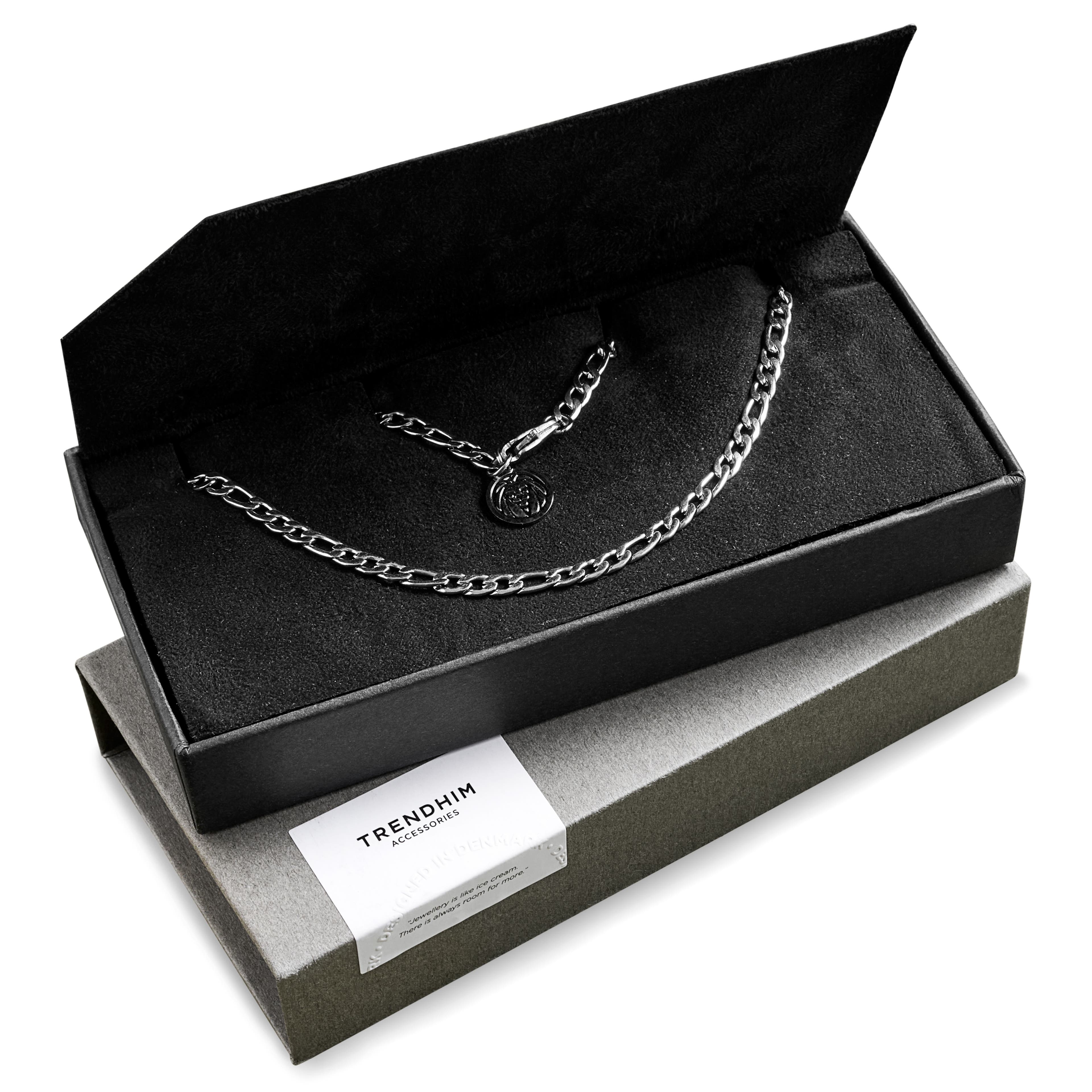 Podstawowe pudełko prezentowe z męską biżuterią | Łańcuszkowa bransoletka i naszyjnik Figaro