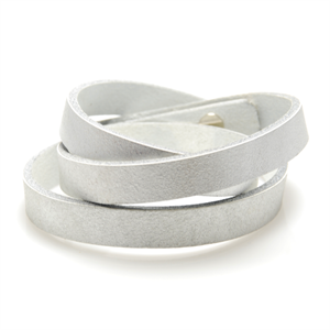 Sølvfarvet Snoet Læderarmbånd - 1