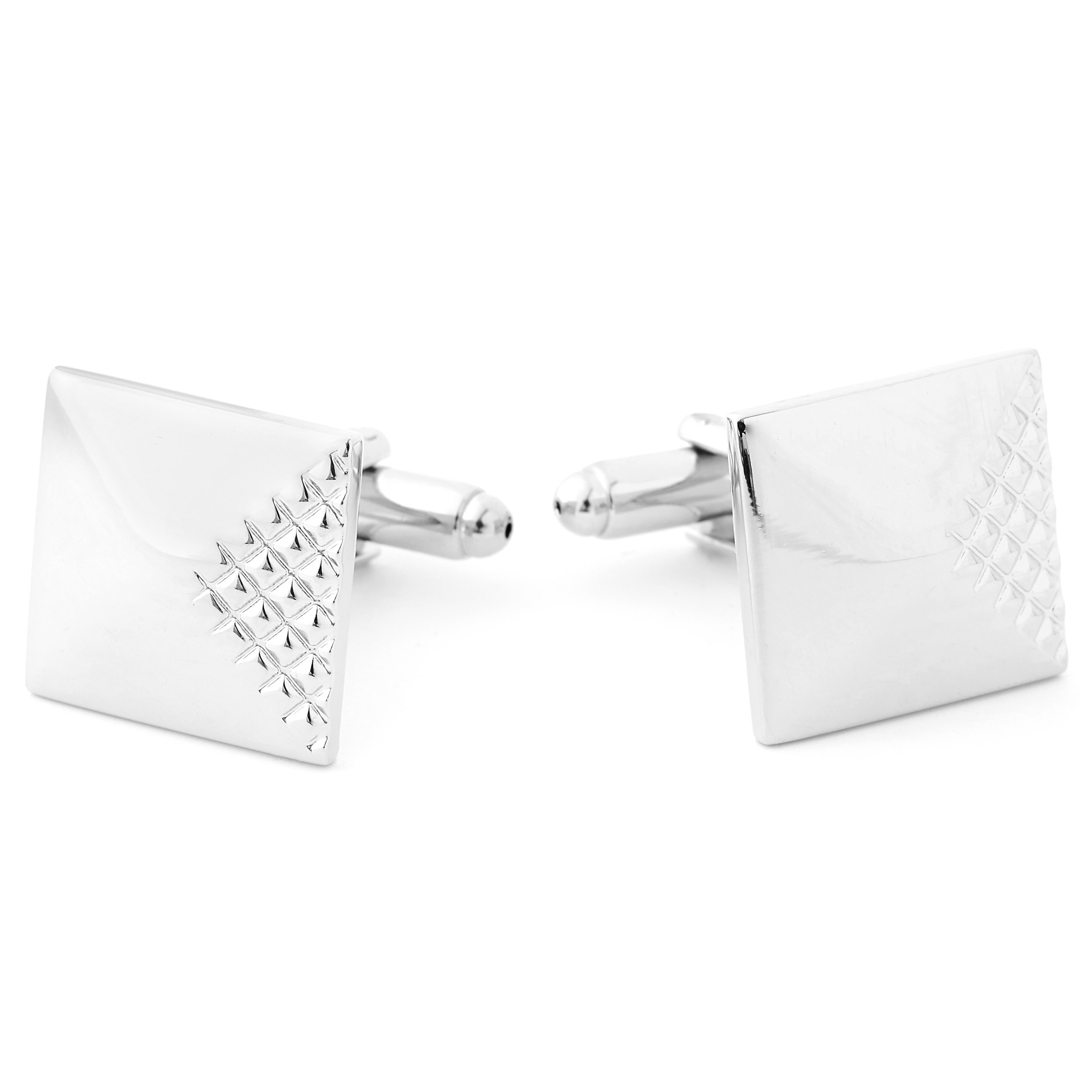 Silberfarbenes "Fading Diamond" Set aus Manschettenknöpfen und Krawattenklammer - 6