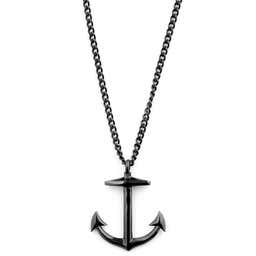 Iconic | Black Stainless Steel Anchor Curb Chain Necklace