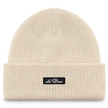 Les Deux | Ivory Wayne Logo Patch Beanie Les Deux | Ivory Wayne Logo Patch Beanie
