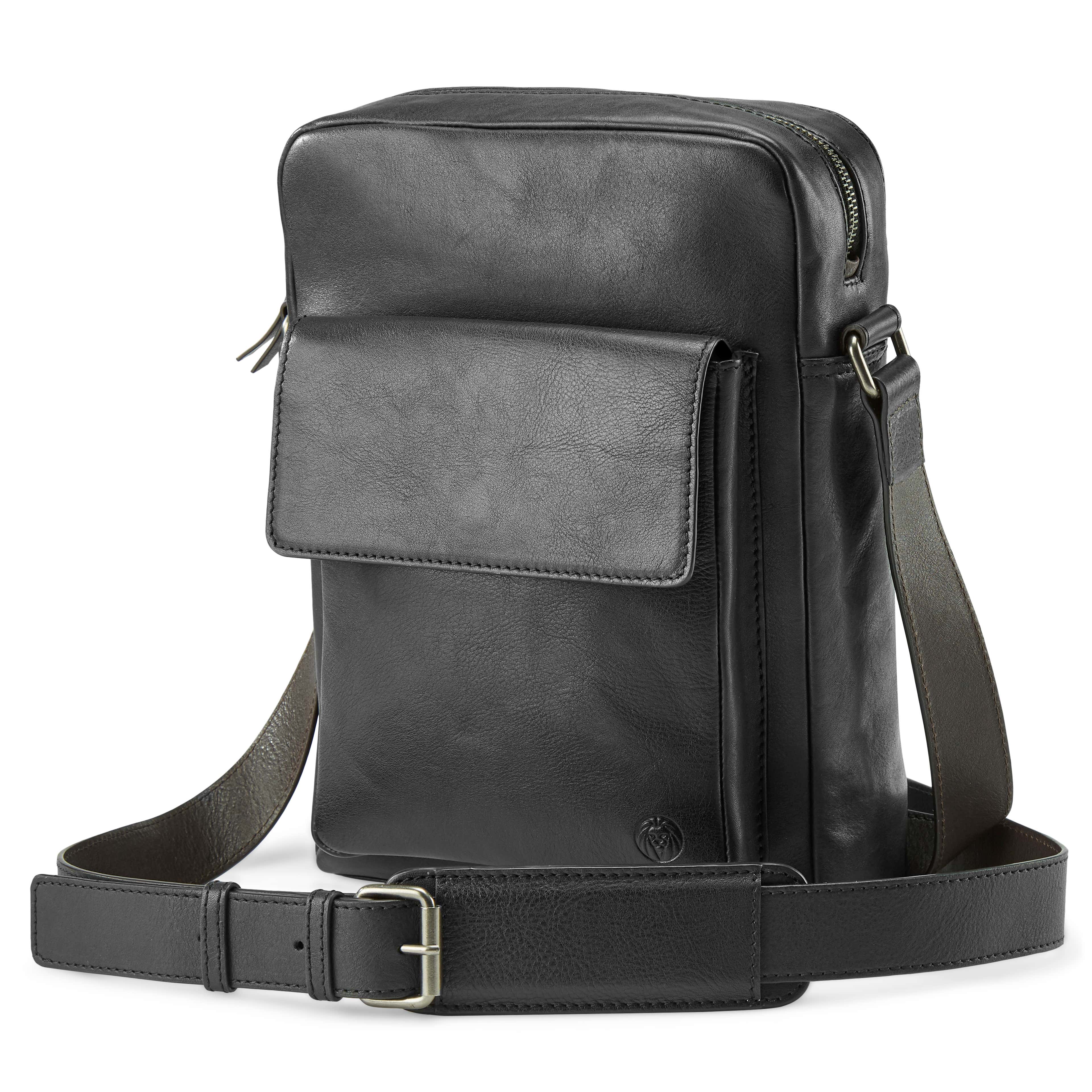 Laurie Black & Dark-Brown Leather Crossbody Bag