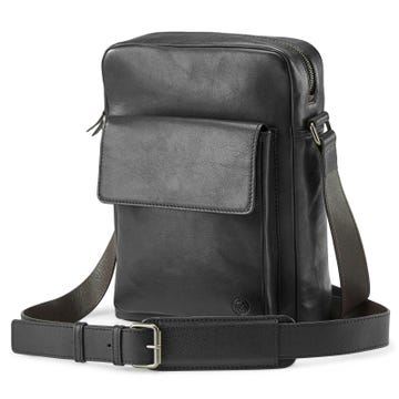 Lincoln | Black & Dark Brown Leather Crossbody Bag