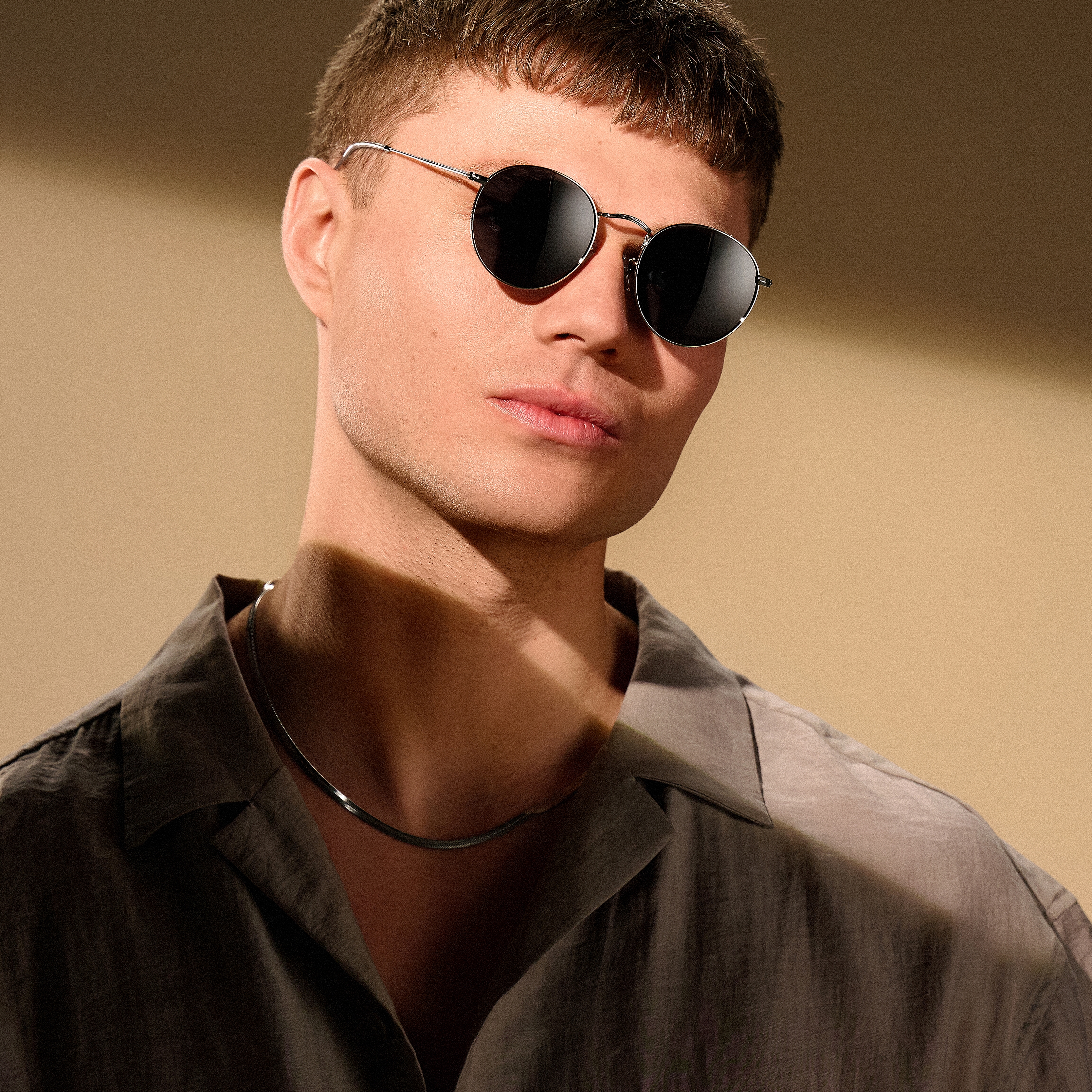 Поляризирани кръгли очила от хирургична стомана с черни стъкла - 4