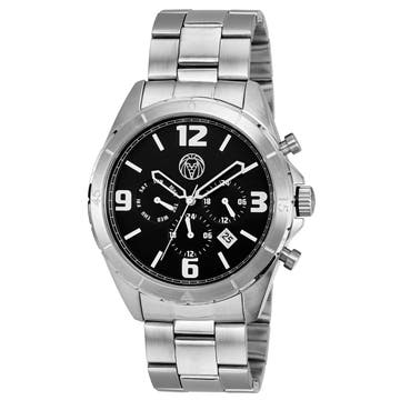 Alton | Silver-Tone Stainless Steel Watch With Black Dial