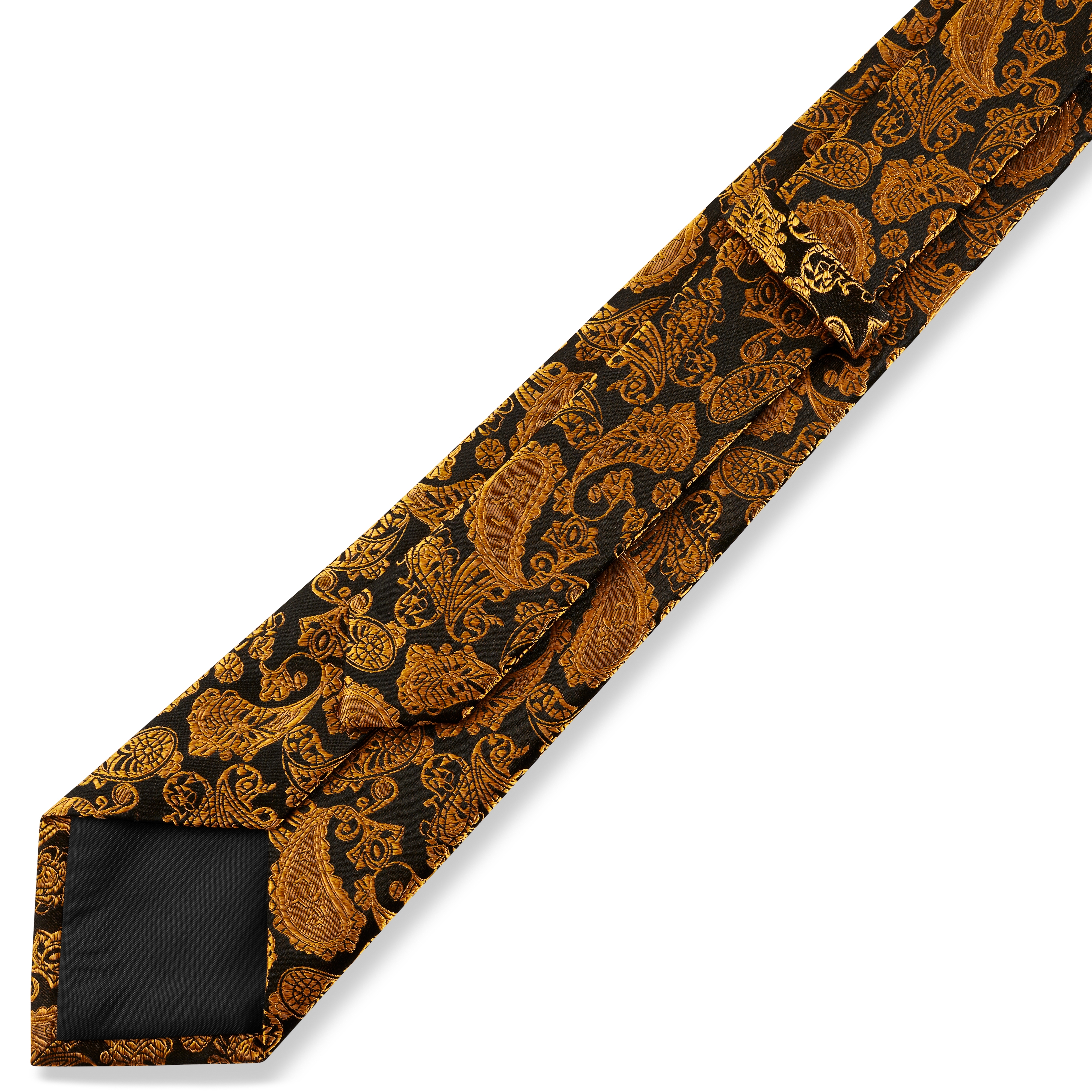 GOLD & BROWN PAISLEY Pattern Silk Necktie | 8 cm - 5
