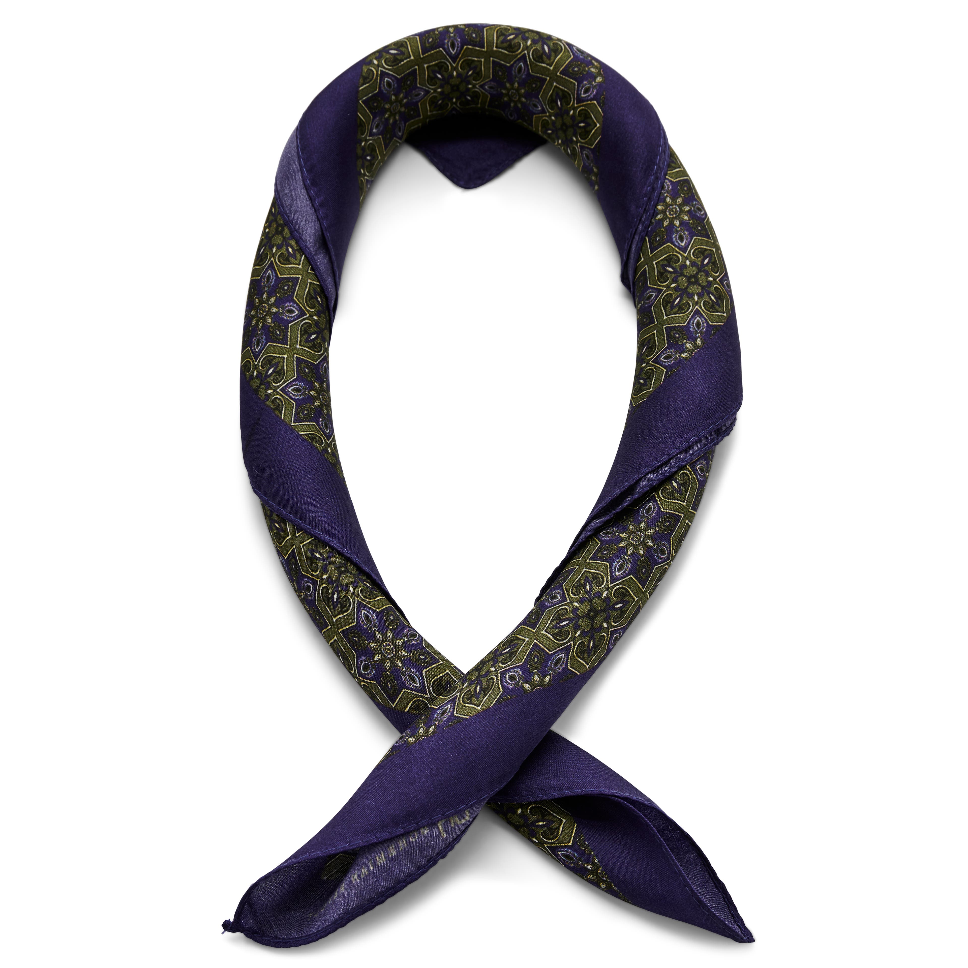 Brux | Violet & Green Patterned Silk Neckerchief