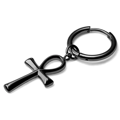Sort Drop Hoop Stålørering m. Ankh Vedhæng Sort Drop Hoop Stålørering m. Ankh Vedhæng