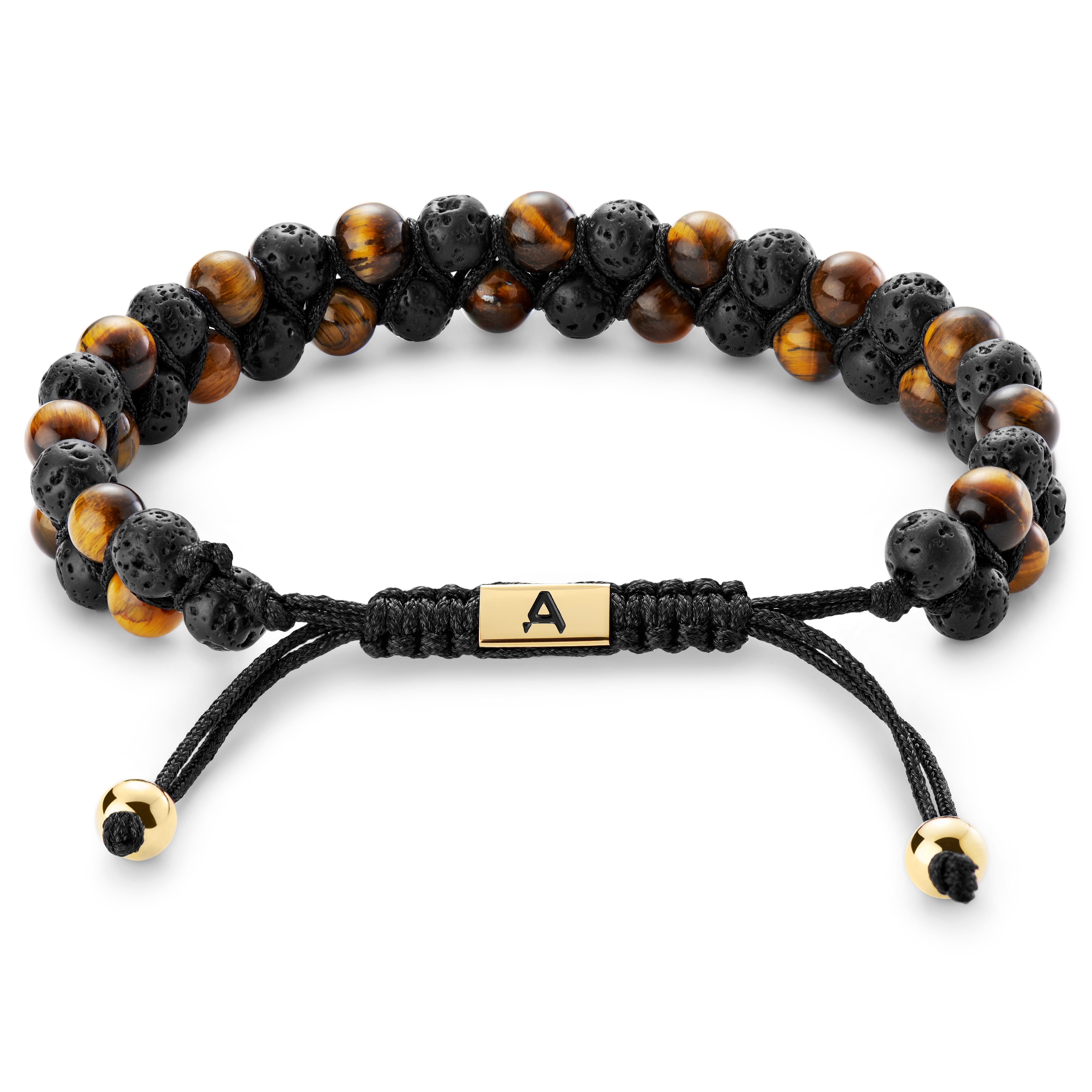 Armband Tigerauge & Lava Zweireihig Sanatio  - 6