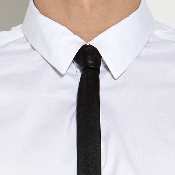 Smalt Sort Læderslips - 3