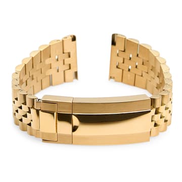20 mm bransoleta Jubilee do zegarka ze stali nierdzewnej w kolorze złotym z zapięciem motylkowym – szybka w wymianie 20 mm bransoleta Jubilee do zegarka ze stali nierdzewnej w kolorze złotym z zapięciem motylkowym – szybka w wymianie