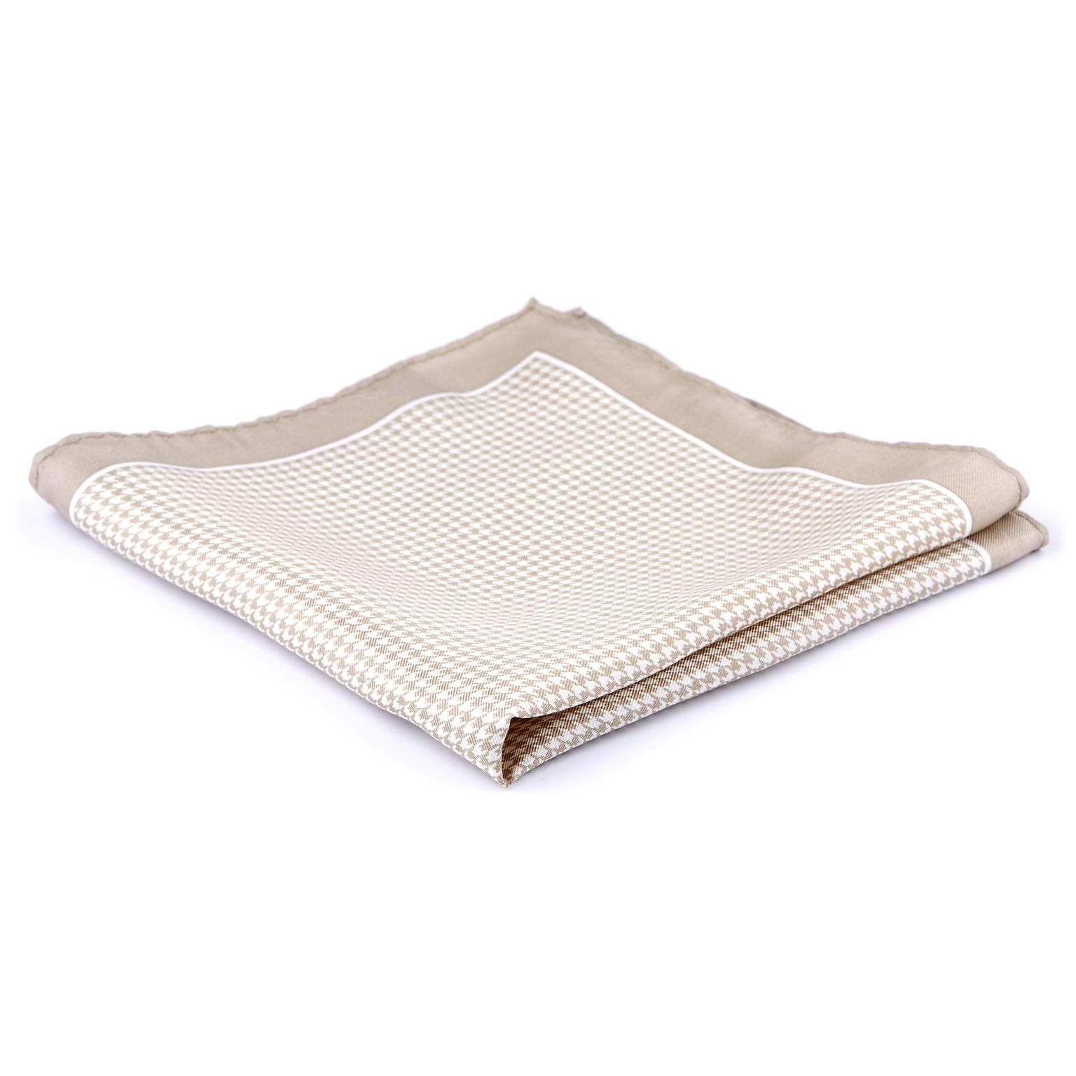 Gold & Beige Patterned Silk Pocket Square Gold & Beige Patterned Silk Pocket Square