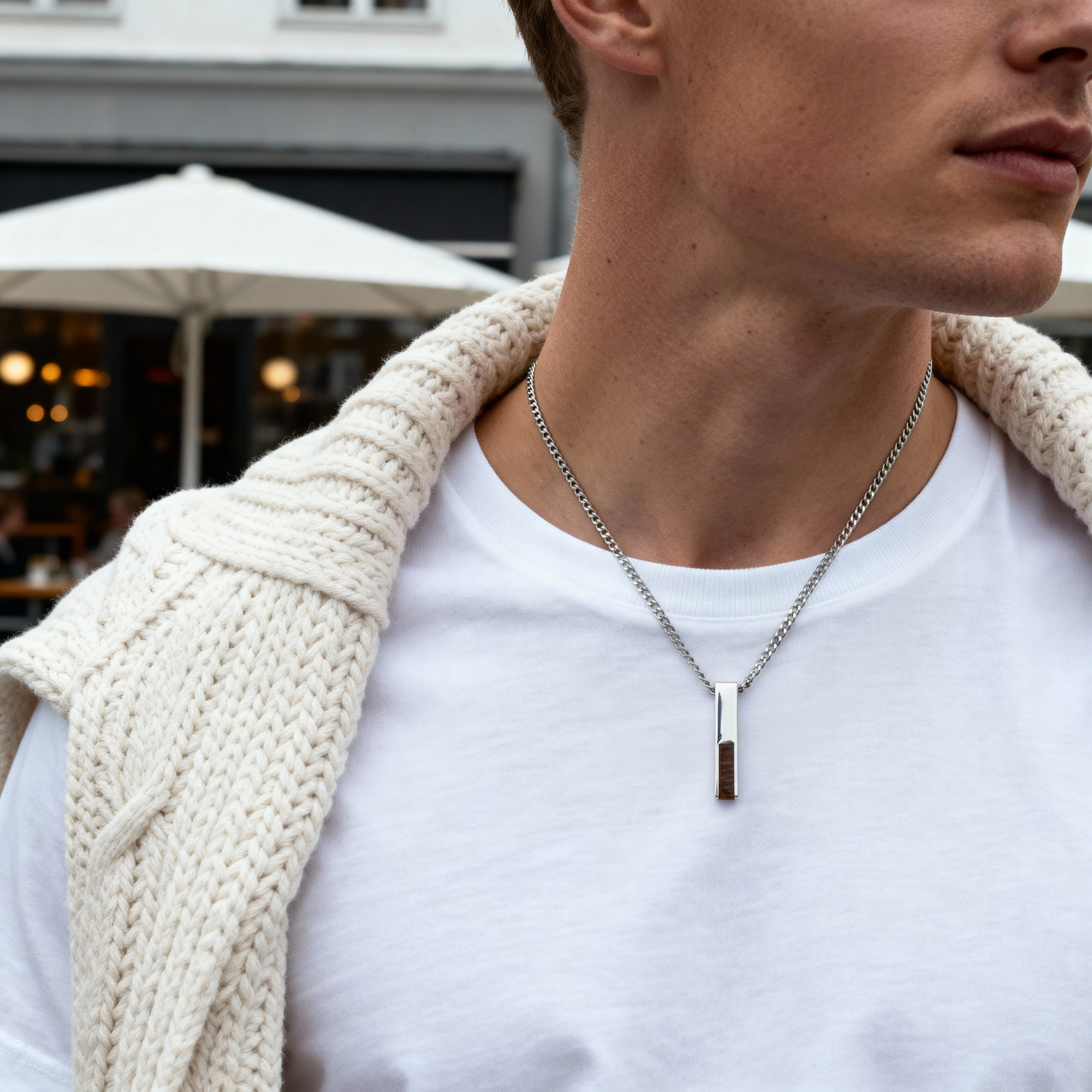 Cruz | Silver-Tone Stainless Steel & Tiger’s Eye Necklace - 2