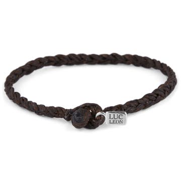 Dark Brown Braided Waxed Cotton Bracelet