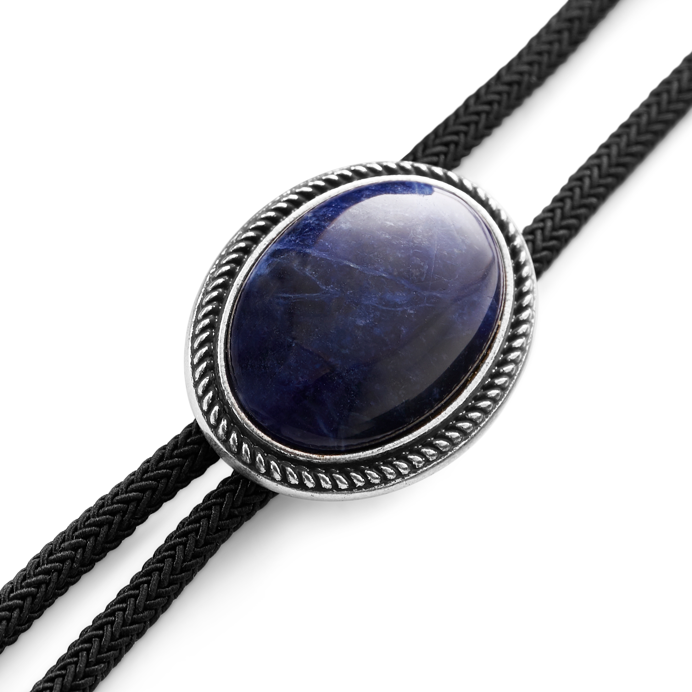 Dark Blue Stone Adjustable Bolo Tie - 3