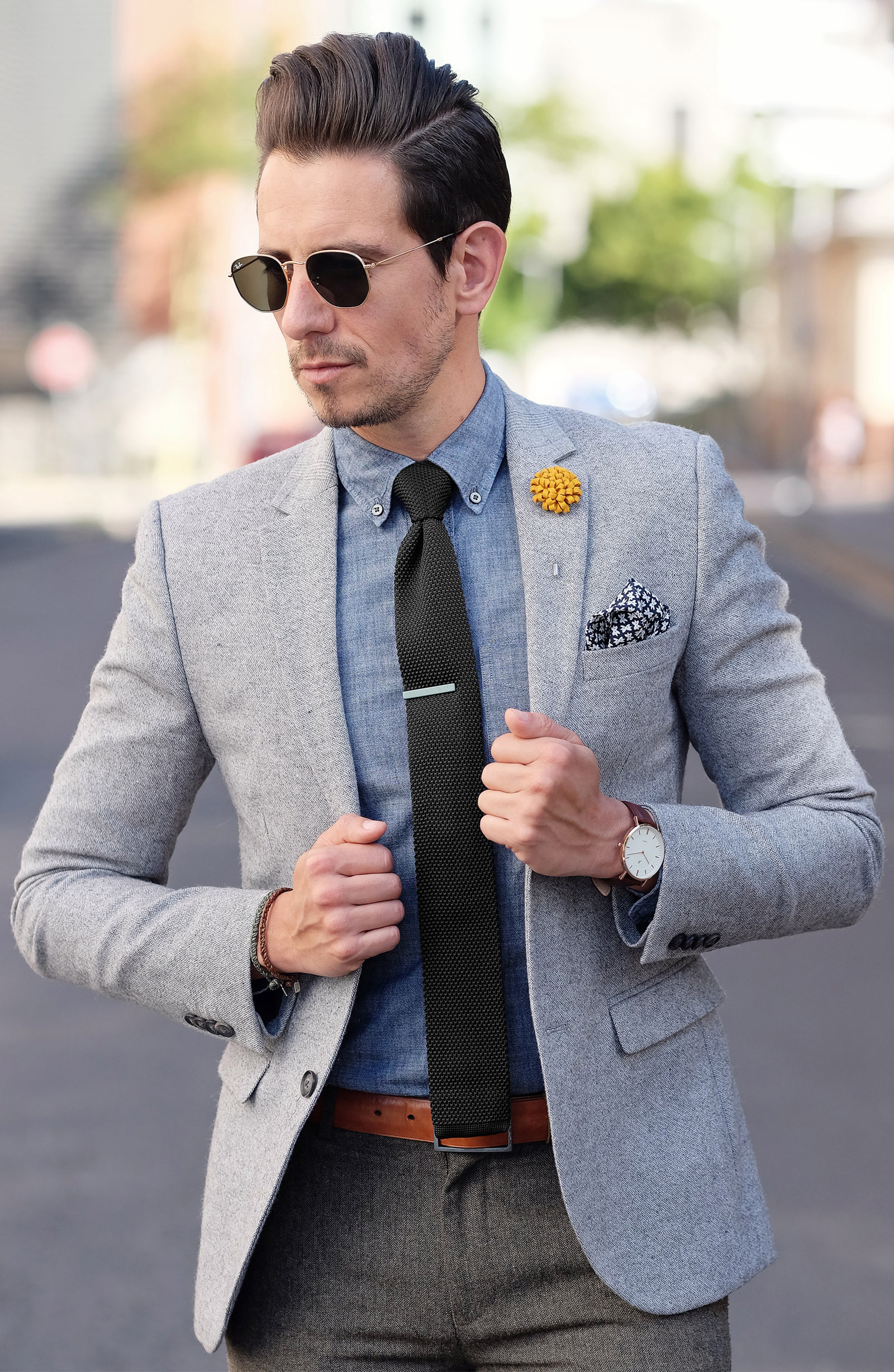 Black Polyester Knitted Tie - 5