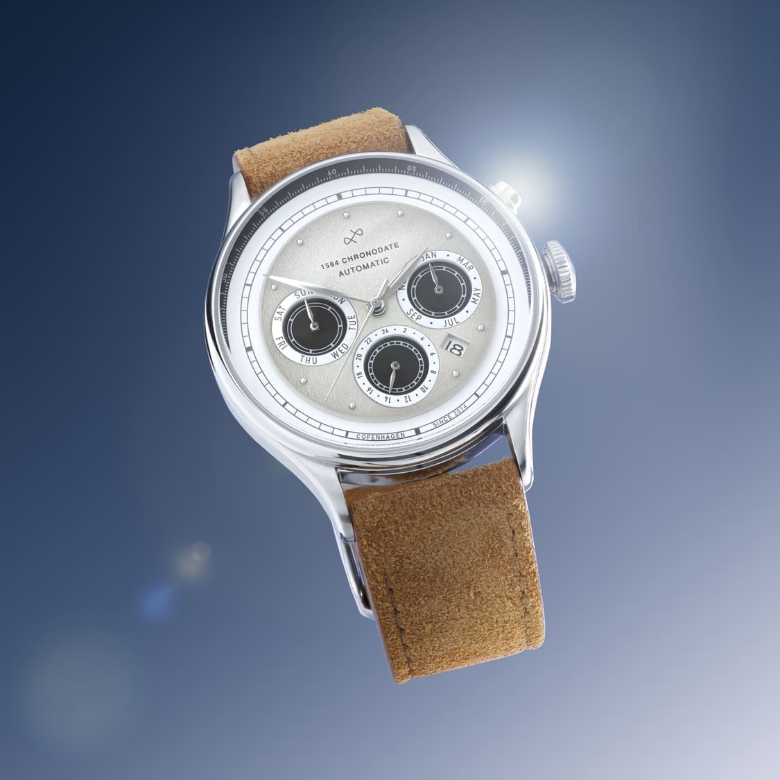 1564 Chronodate Automatic | Chirurgenstahl &amp; Cremeweiß - 3