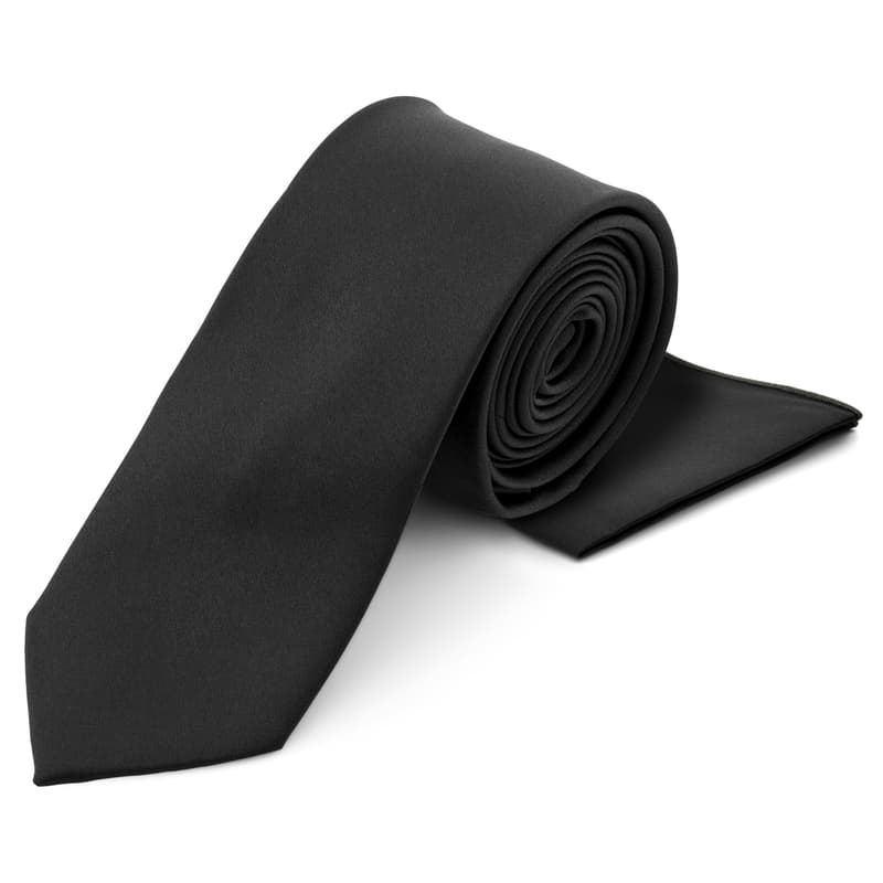 Cravate noire et pochette de costume Cravate noire et pochette de costume