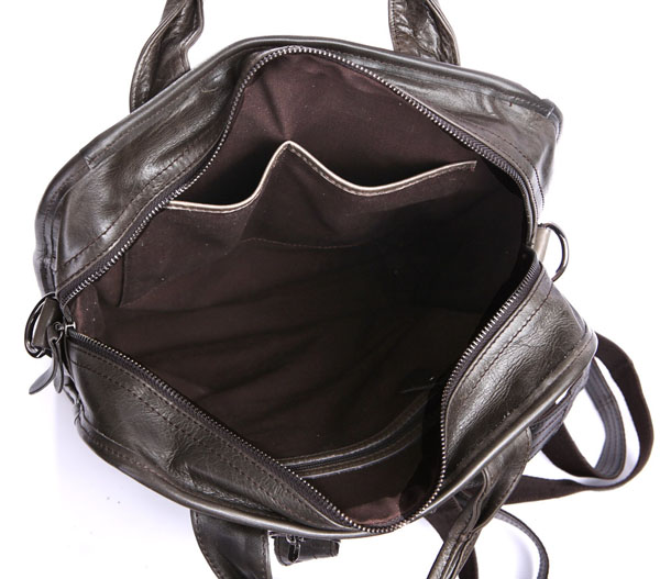 Shiver Olive Green Leather Backpack - 4