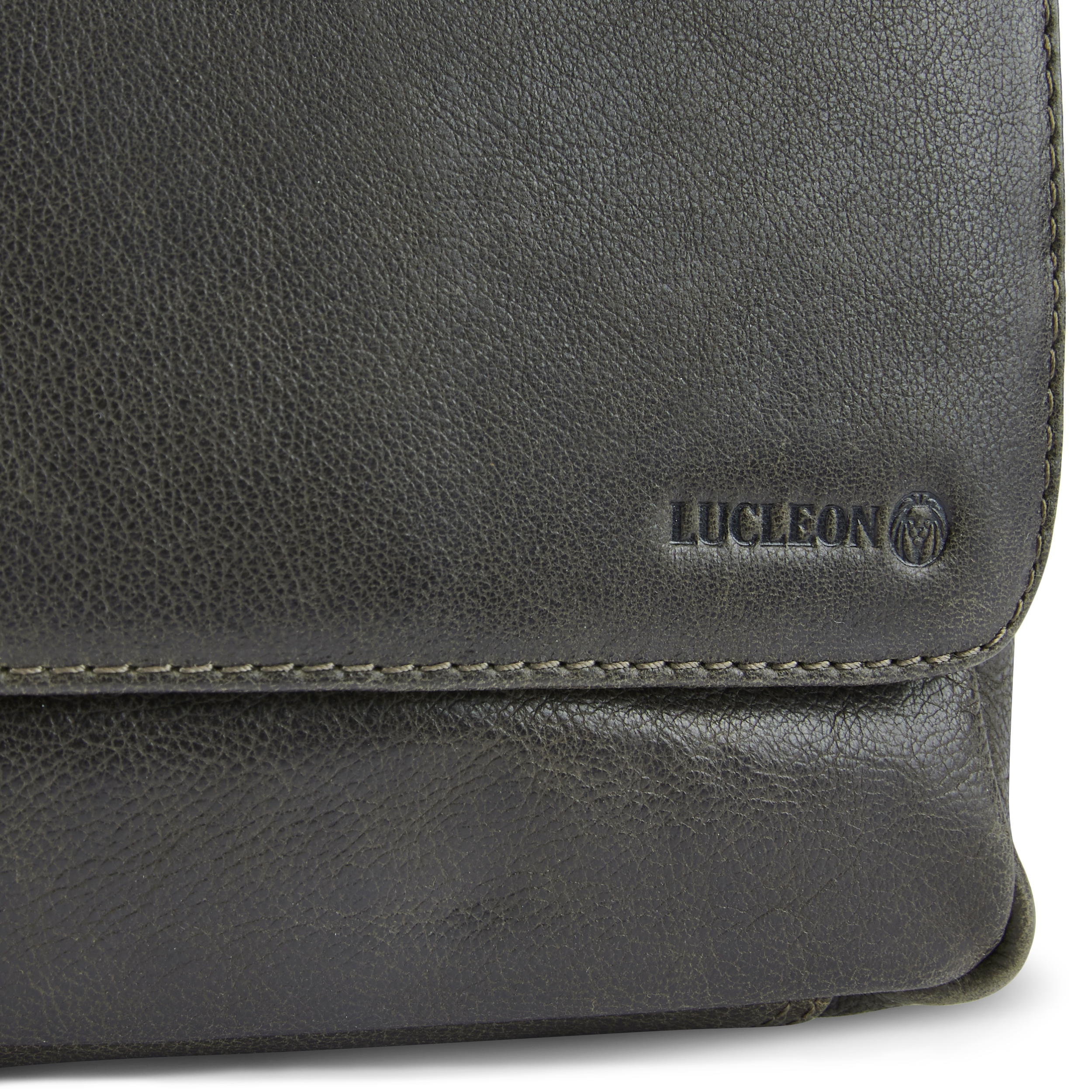 Licio | Brown gray Leather Messenger Bag - 8