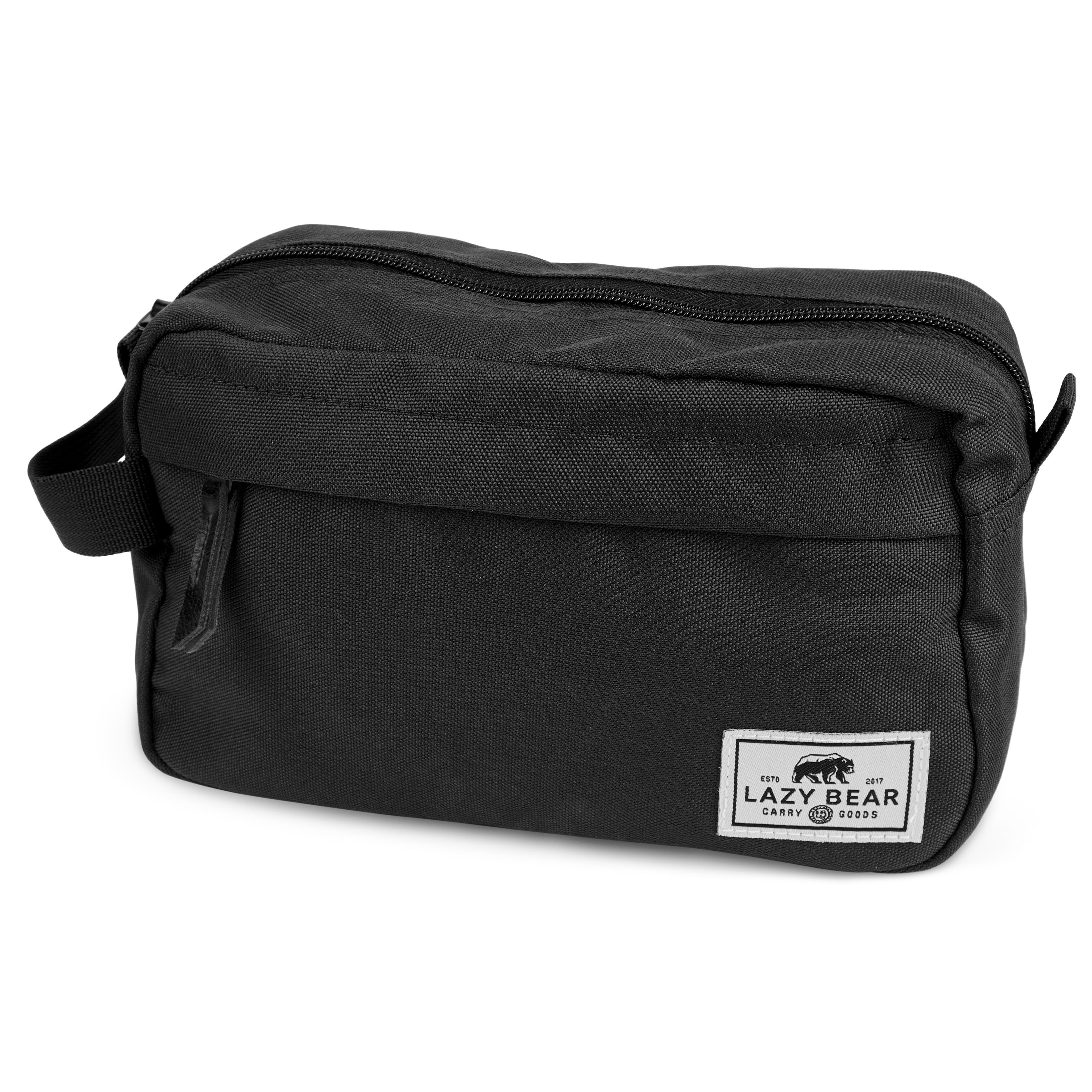 Lewis | Black Polyester & Faux Leather Toiletry Bag
