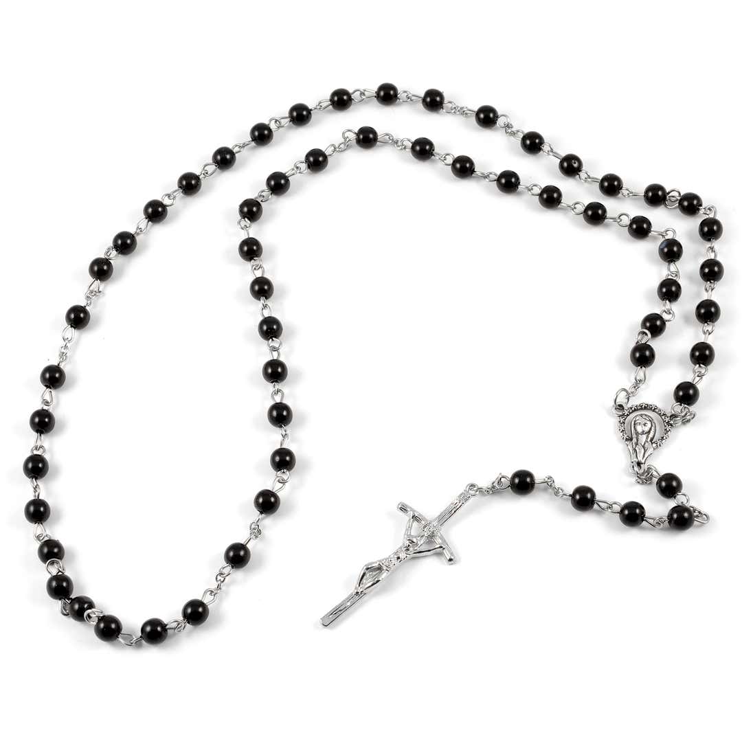 Silver-Tone Steel Jesus On The Cross Rosary Necklace | In stock! | Fort ...