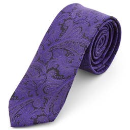 Dunkellila Paisley Polyester Krawatte