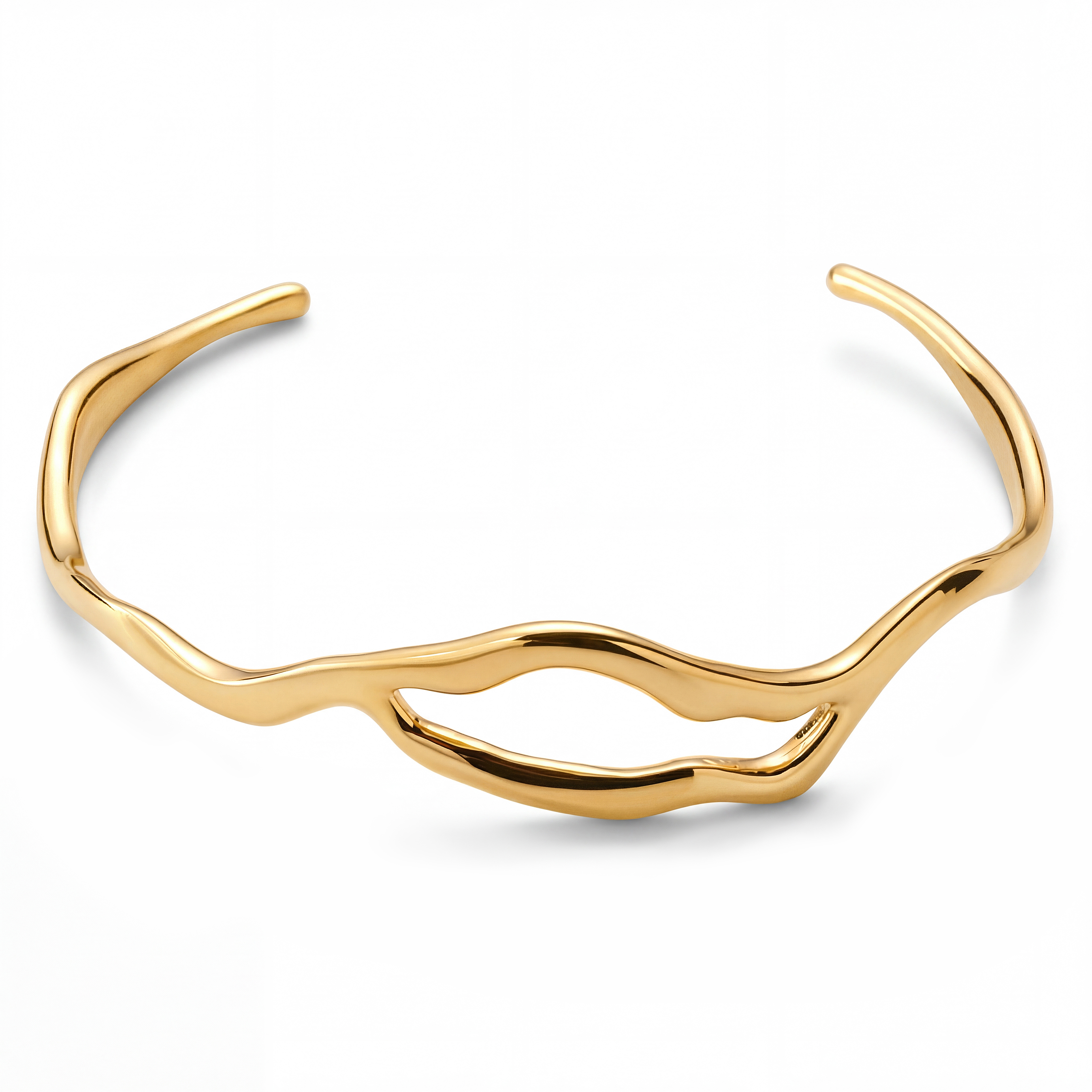 Magma | 15mm Gold-Tone Stainless Steel Wavy Cuff Bracelet