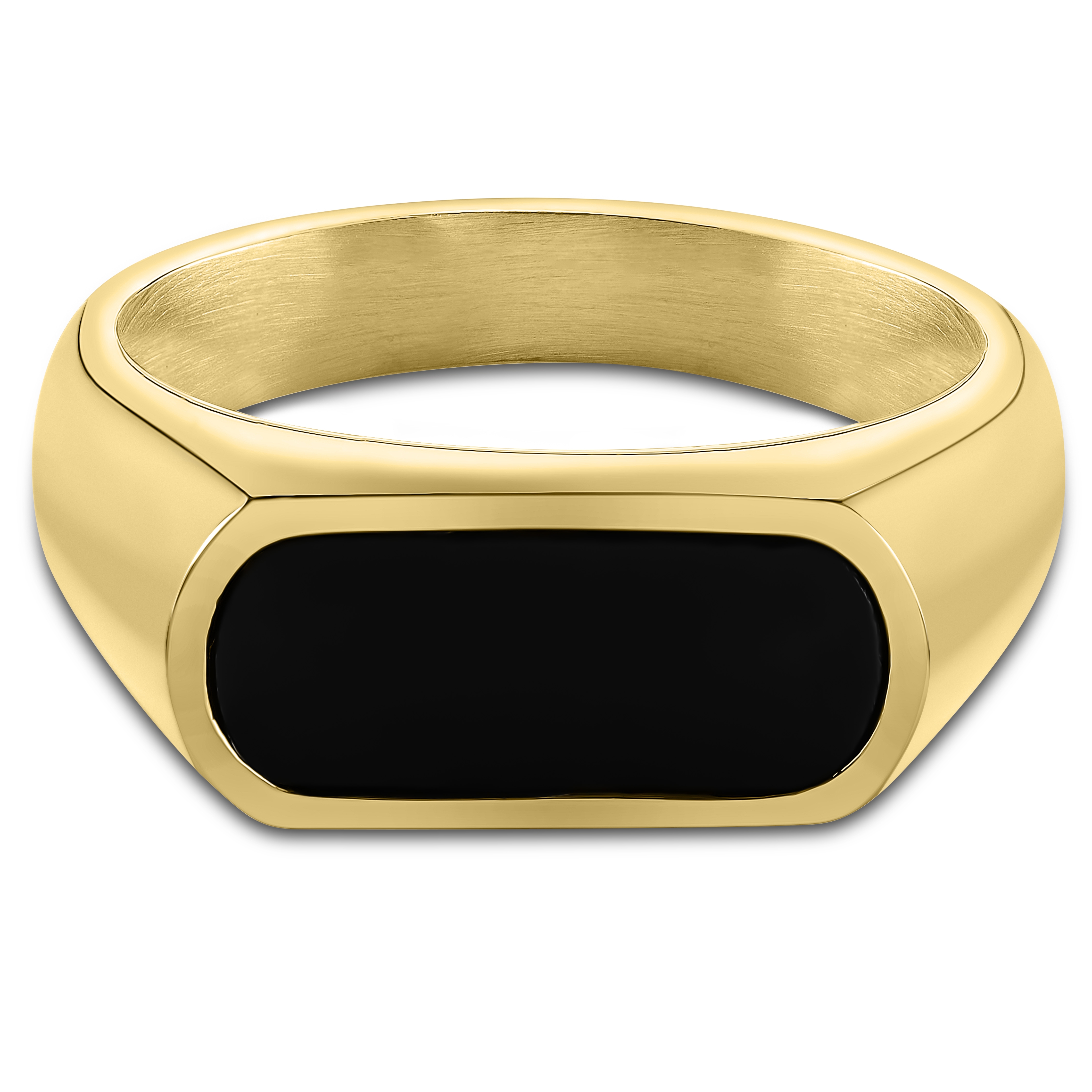 Gold signet ring sales with black onyx