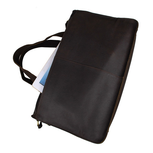 Καφέ Δερμάτινη Τσάντα Ταχυδρόμου Dual Pouch - 8