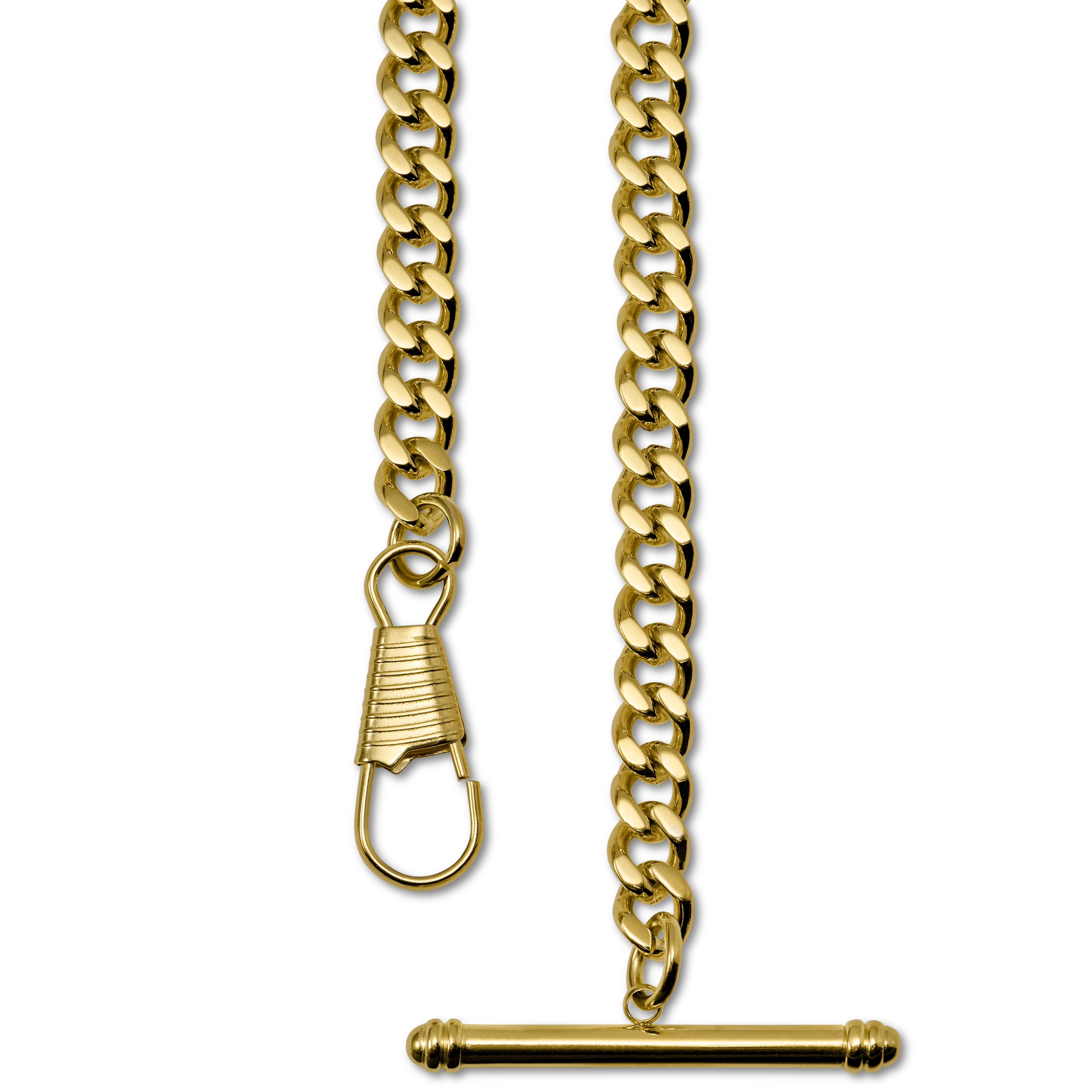 Cadena para reloj de bolsillo con barra en T de acero dorado - 5