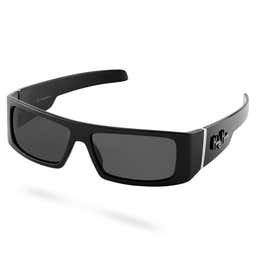 Black & Black Rectangular Sunglasses