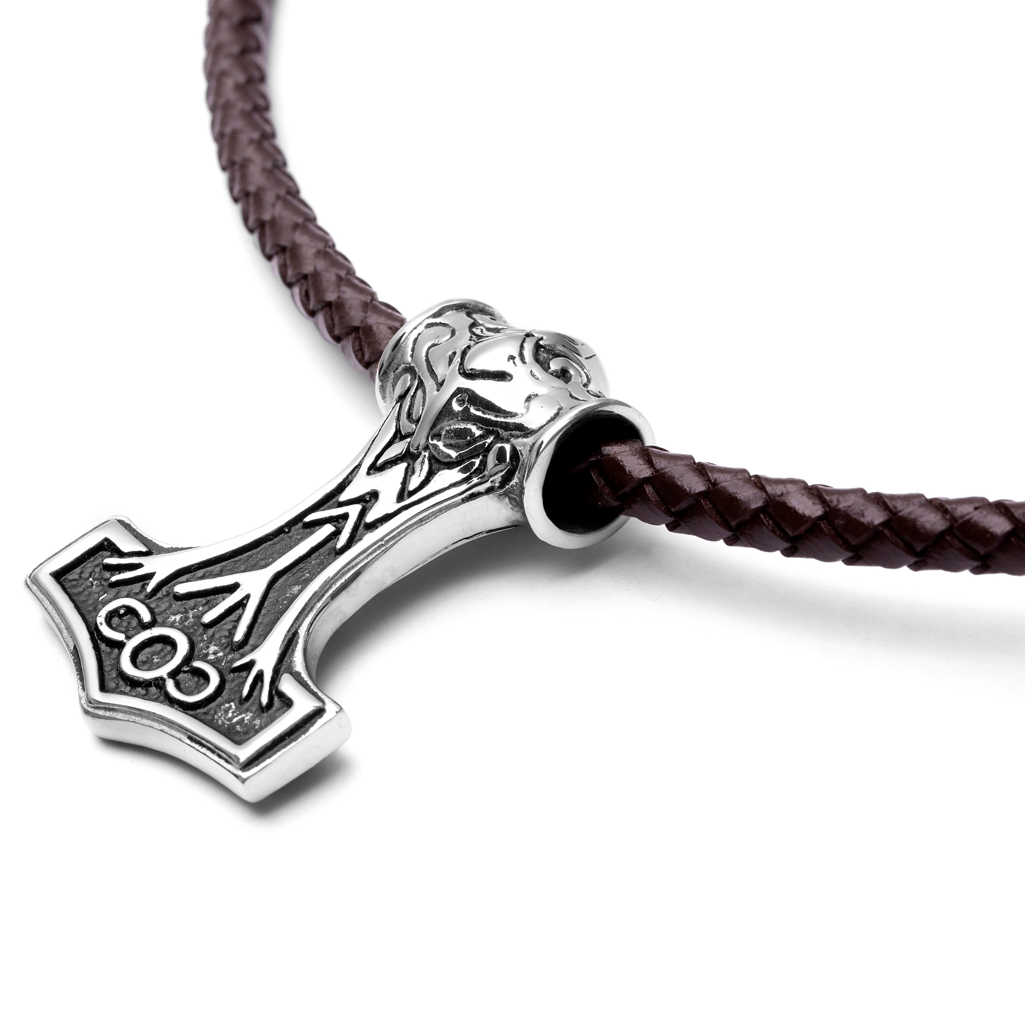 Double Sided Viking Brown Leather Necklace - 2