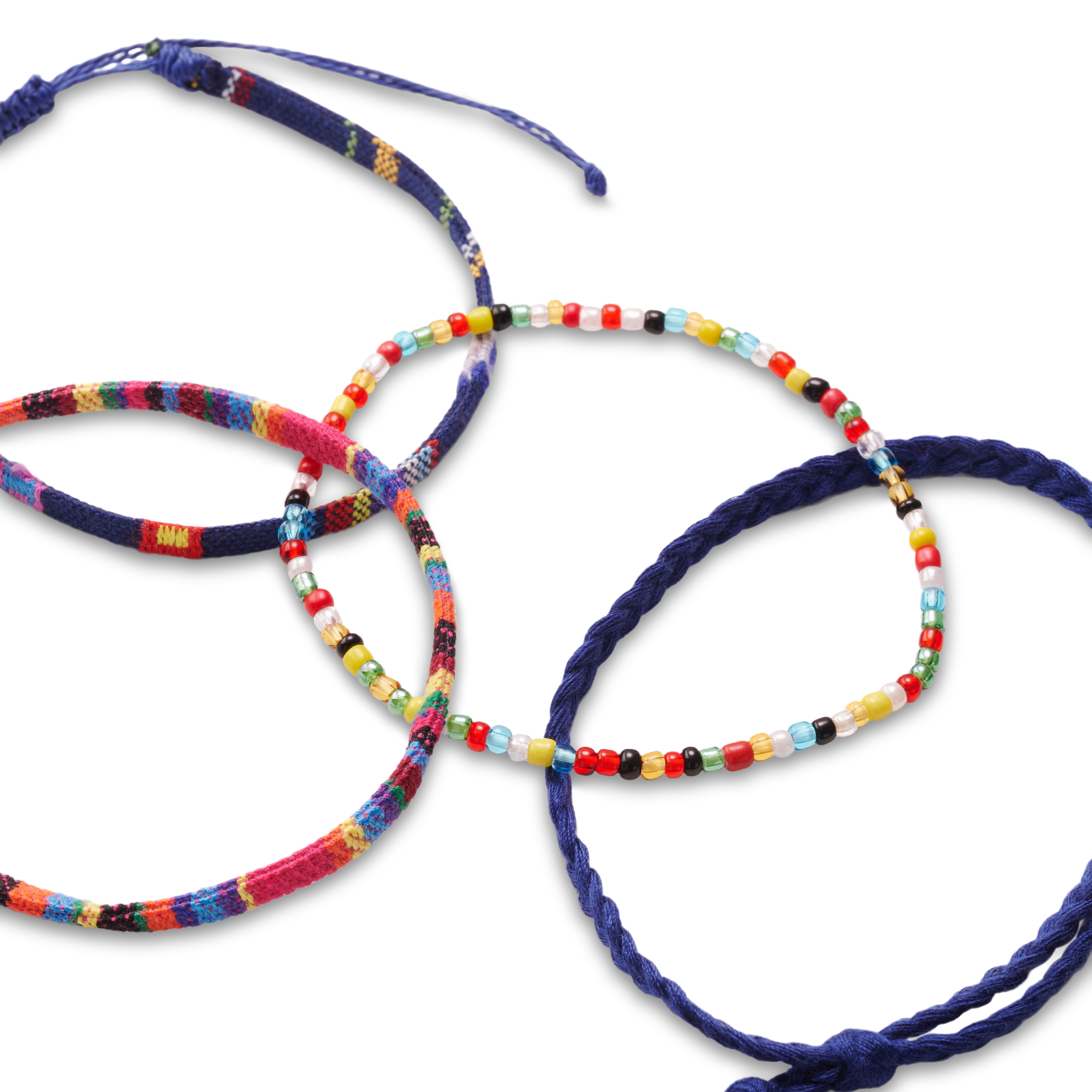 Flerfarvet Marineblåt Tekstil Surfer Armbånd - 6