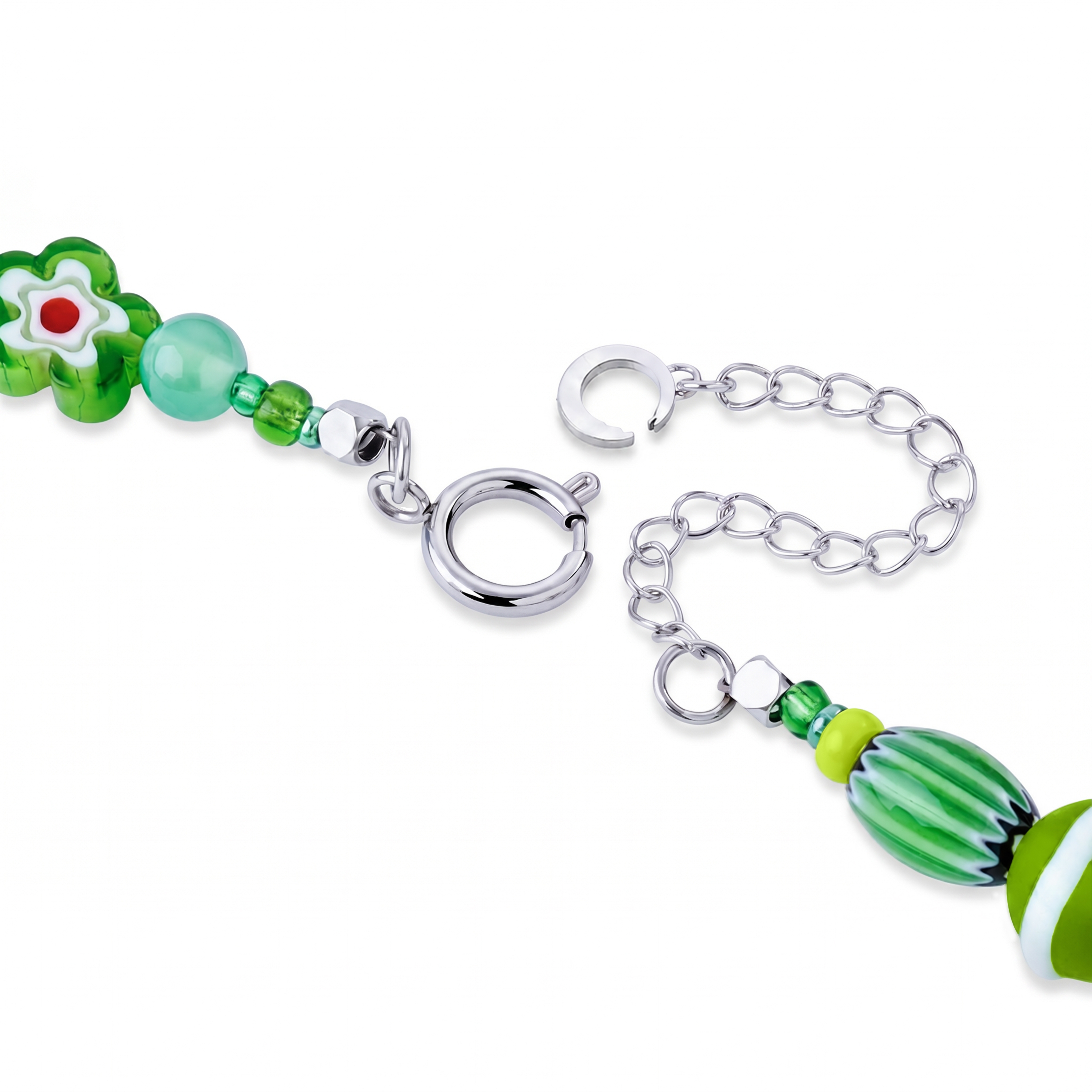 Pearlmania | Garden Party Green Glass Bead Necklace - 3