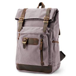 Rugged Vintage-Style Graphite Canvas & Leather Backpack