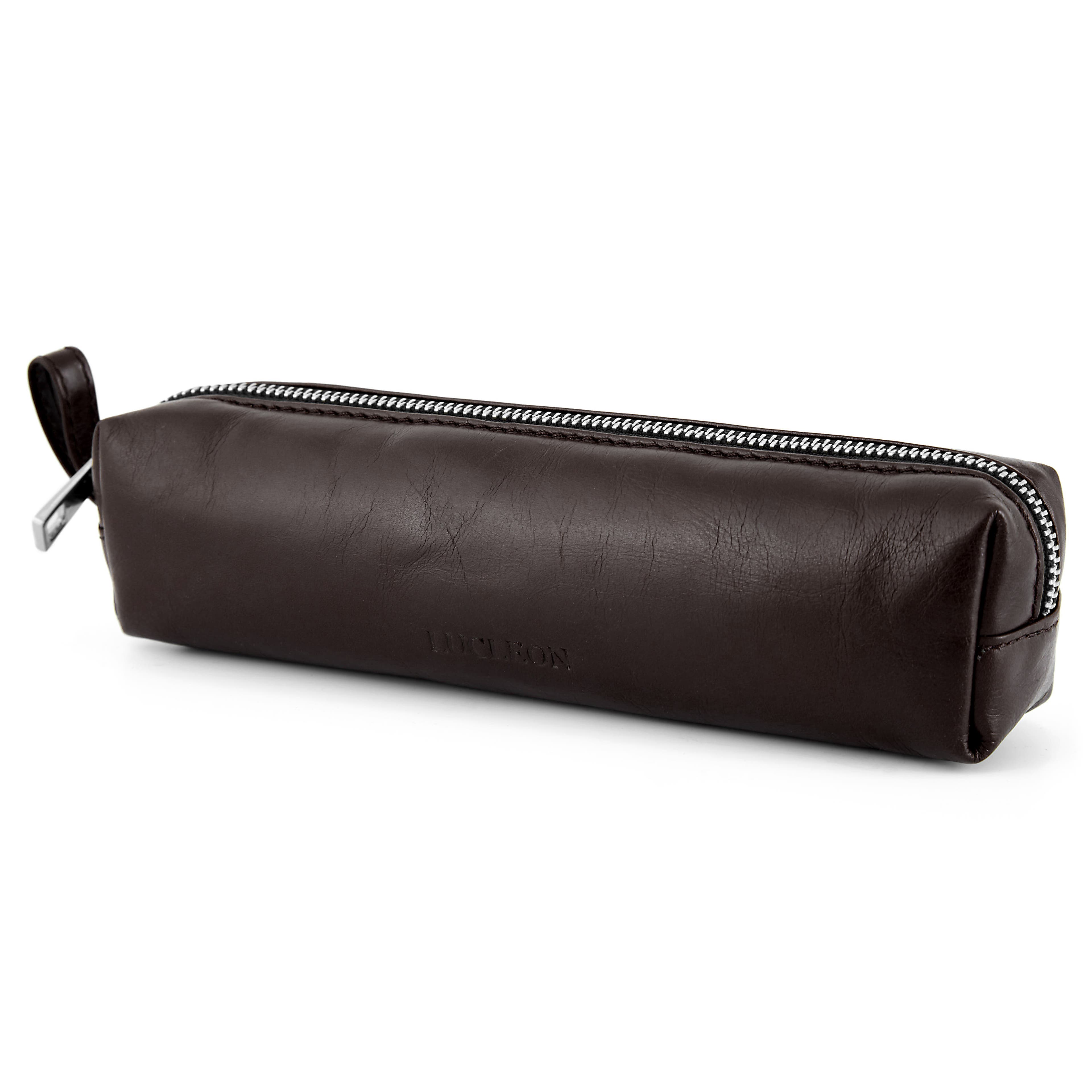 Jasper | Dark Brown Compact Leather Wash Bag