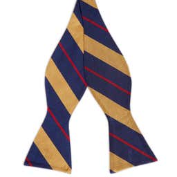 Golden Navy Blue & Burgundy Stripe Silk Self-Tie Bow Tie