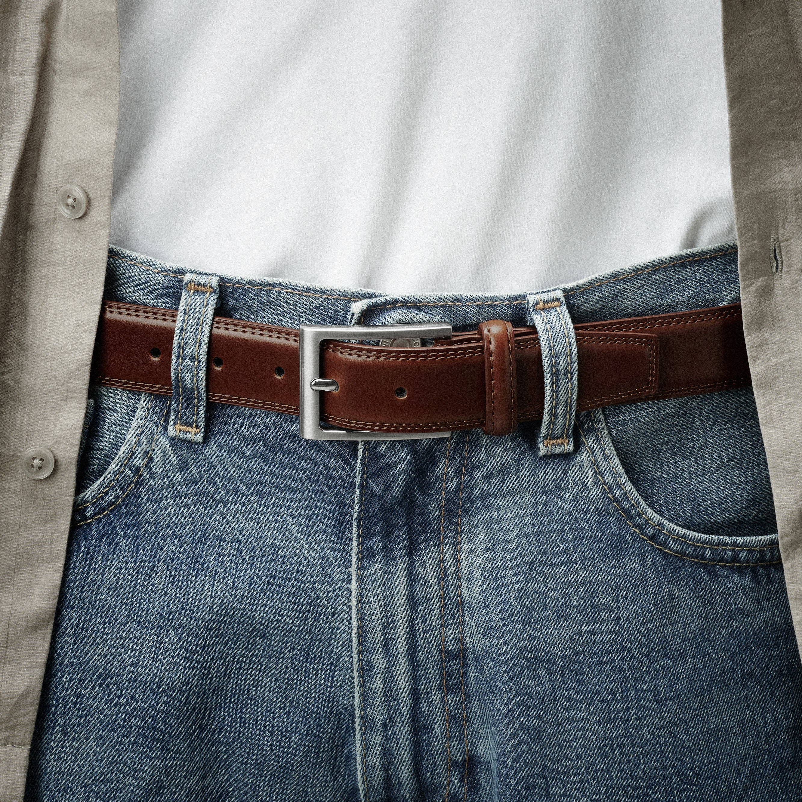 Ceinture en similicuir verni marron foncé - 3